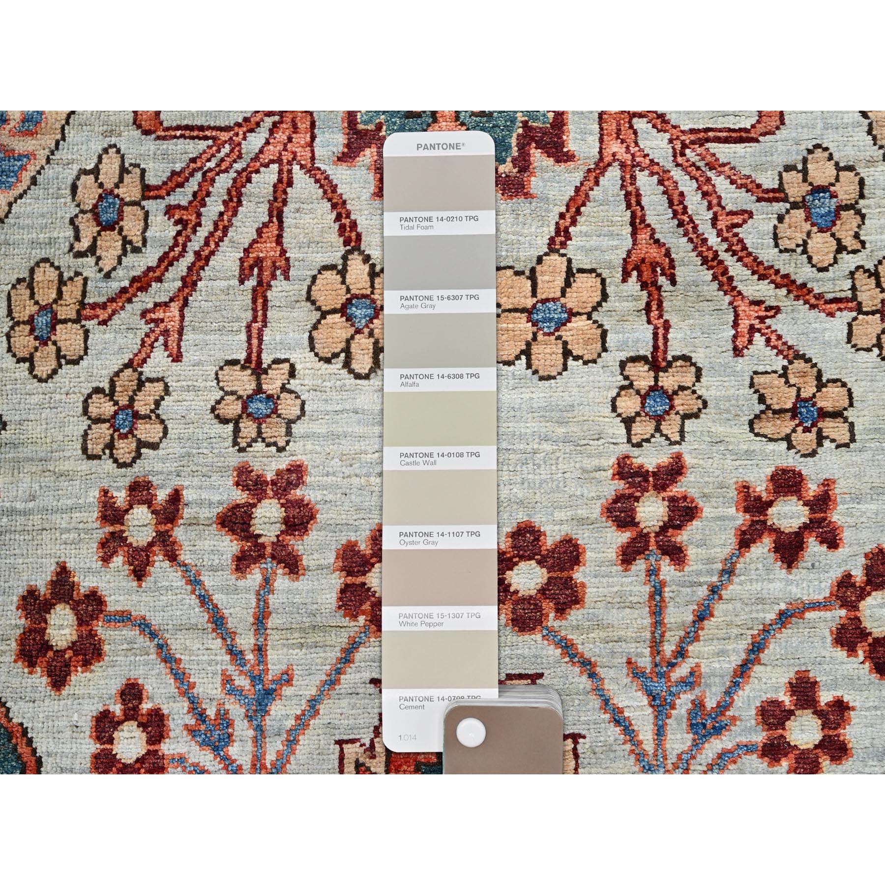 2'10"x9' Agate Gray, Bijar Garus Design, Aryana Grade, Vegetable Dyes, High Mountain Wool, Hand Knotted, Soft Pile, Densely Woven, Runner, Oriental Rug Sh1074