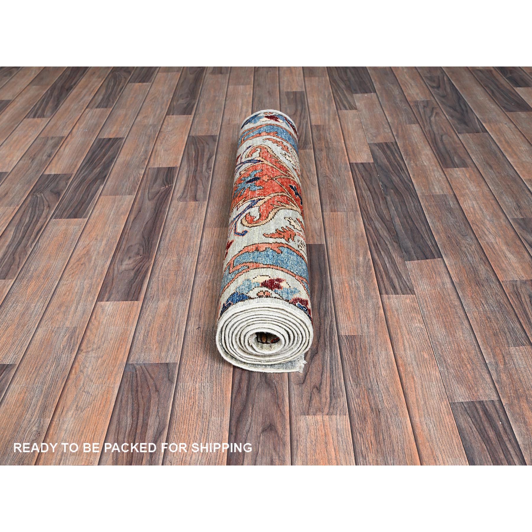 2'10"x9' Agate Gray, Bijar Garus Design, Aryana Grade, Vegetable Dyes, High Mountain Wool, Hand Knotted, Soft Pile, Densely Woven, Runner, Oriental Rug Sh1074