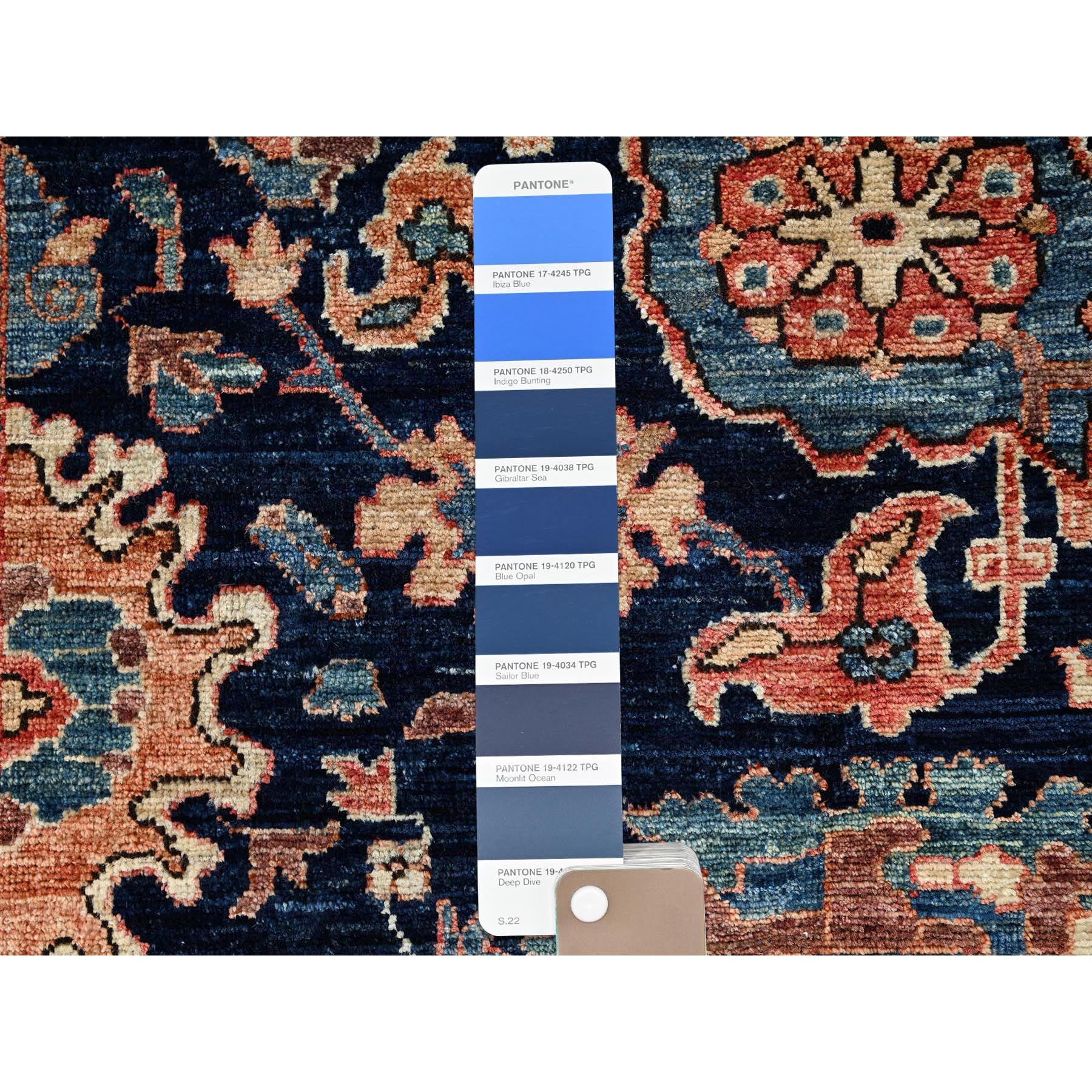 3'1"x5' Midnight Blue, Aryana Collection, Heriz All Over Design, Vegetable Dyes, Soft Pile, High Mountain Wool, Hand Knotted, Densely Woven, Oriental Rug Sh1075