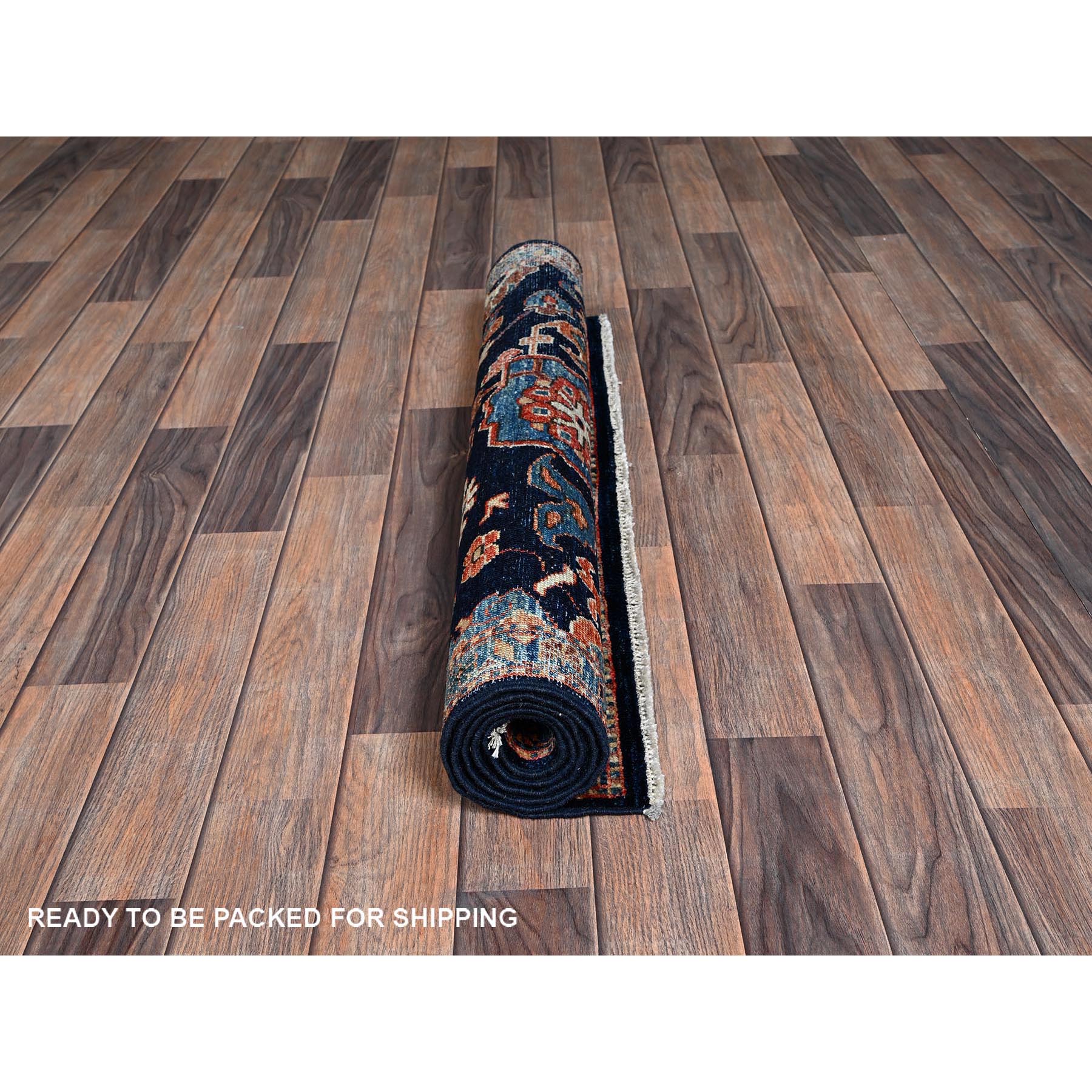 3'1"x5' Midnight Blue, Aryana Collection, Heriz All Over Design, Vegetable Dyes, Soft Pile, High Mountain Wool, Hand Knotted, Densely Woven, Oriental Rug Sh1075