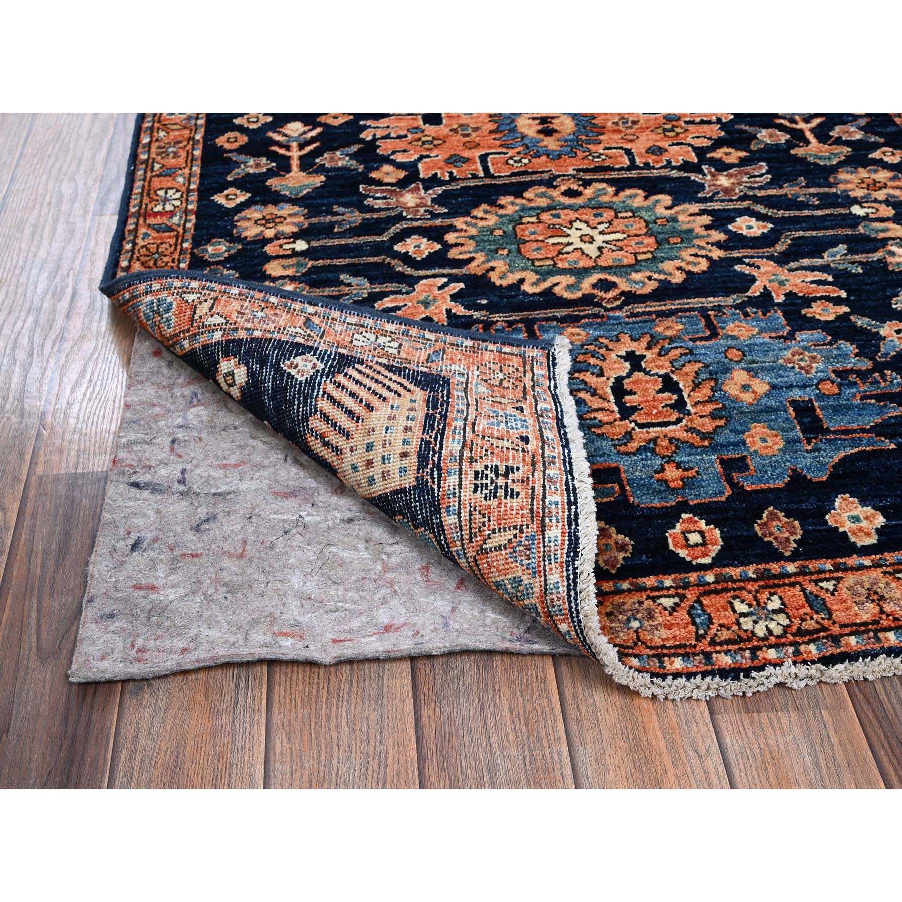 3'1"x4'10" Yale Blue, Heriz All Over Design, Aryana Collection, Vegetable Dyes, Hand Knotted, Soft Pile, High Mountain Wool, Densely Woven, Oriental Rug Sh1076