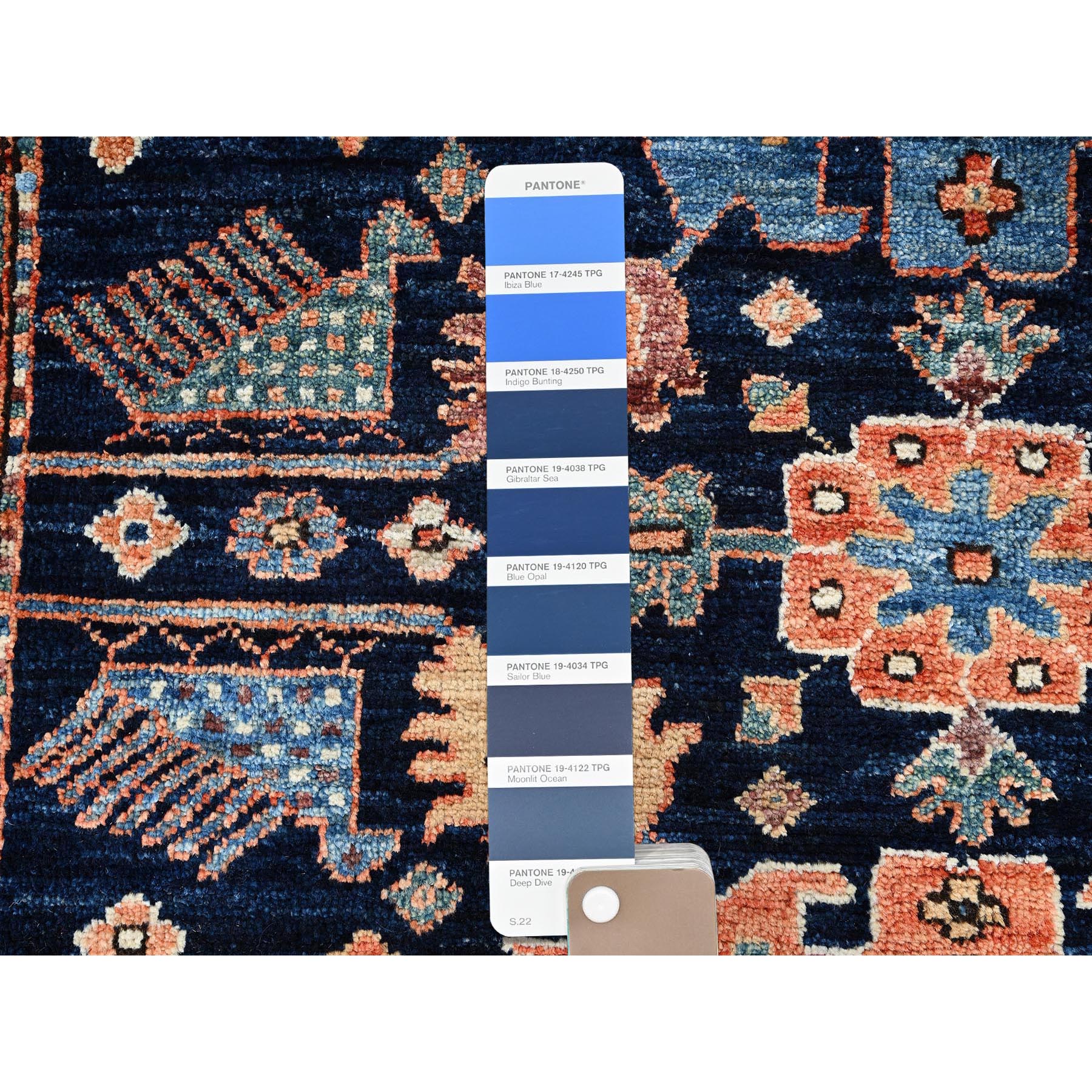 3'1"x4'10" Yale Blue, Heriz All Over Design, Aryana Collection, Vegetable Dyes, Hand Knotted, Soft Pile, High Mountain Wool, Densely Woven, Oriental Rug Sh1076