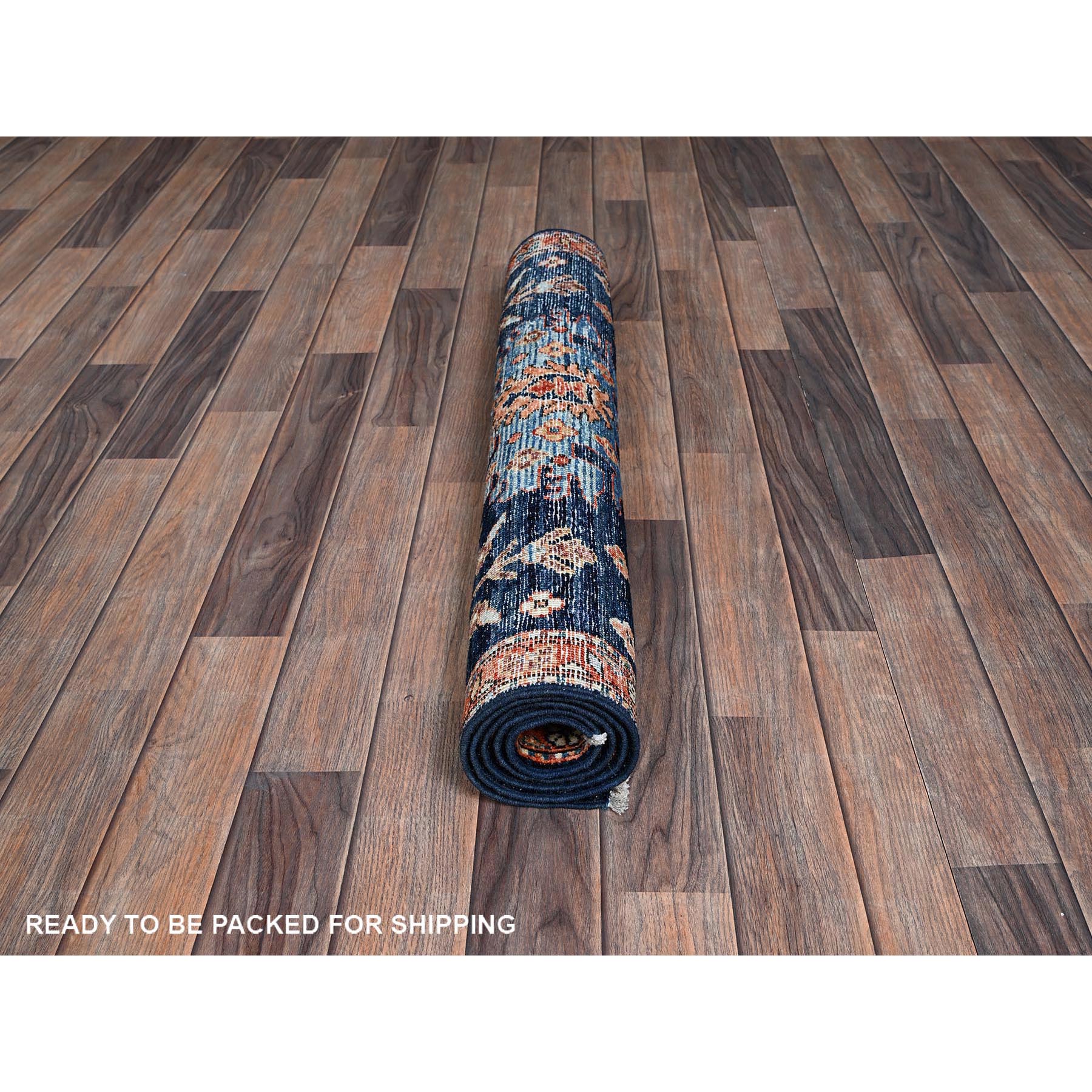 3'1"x4'10" Yale Blue, Heriz All Over Design, Aryana Collection, Vegetable Dyes, Hand Knotted, Soft Pile, High Mountain Wool, Densely Woven, Oriental Rug Sh1076