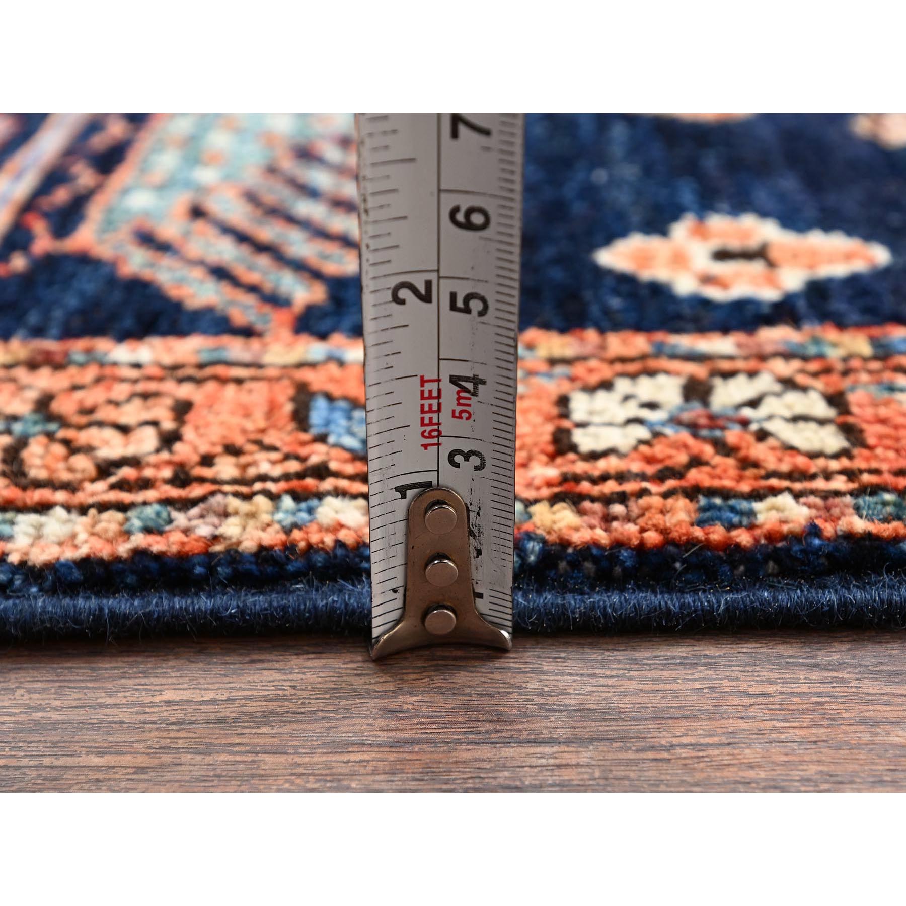 3'1"x4'10" Yale Blue, Heriz All Over Design, Aryana Collection, Vegetable Dyes, Hand Knotted, Soft Pile, High Mountain Wool, Densely Woven, Oriental Rug Sh1076