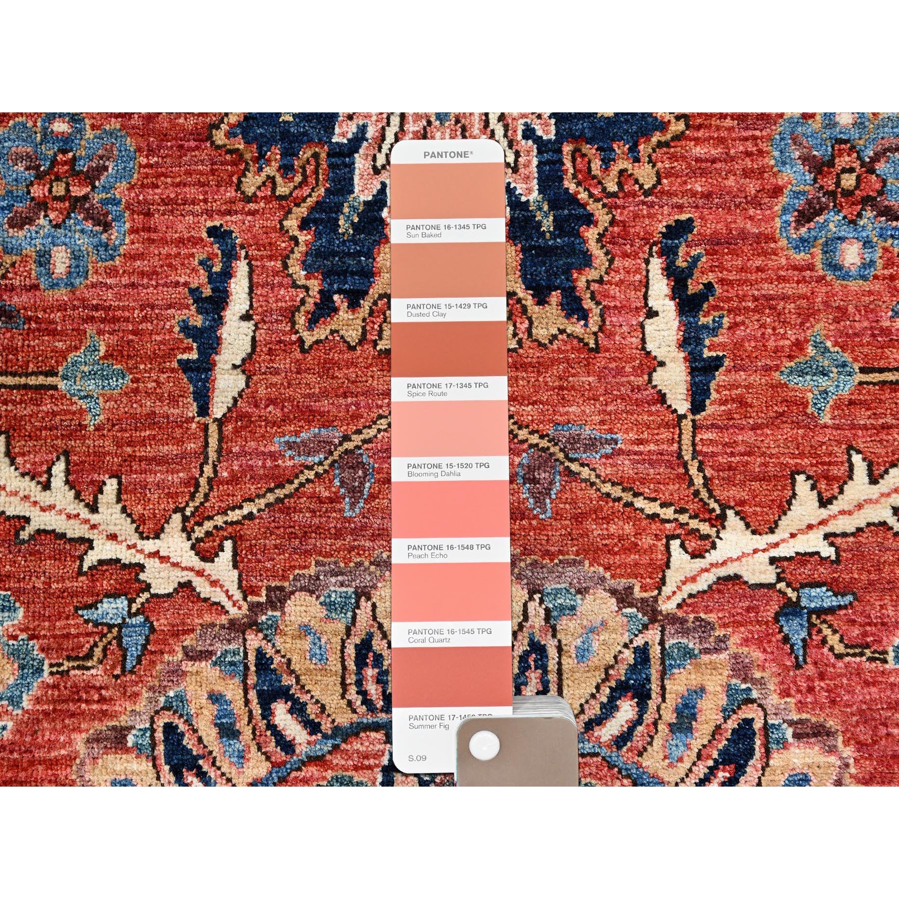 3'1"x5' Summer Fig Red, Northwest Persian Flower Design with Serrated Leafs, Aryana Grade, Vegetable Dyes, Soft Pile, High Mountain Wool, Hand Knotted, Densely Woven, Oriental Rug Sh1079