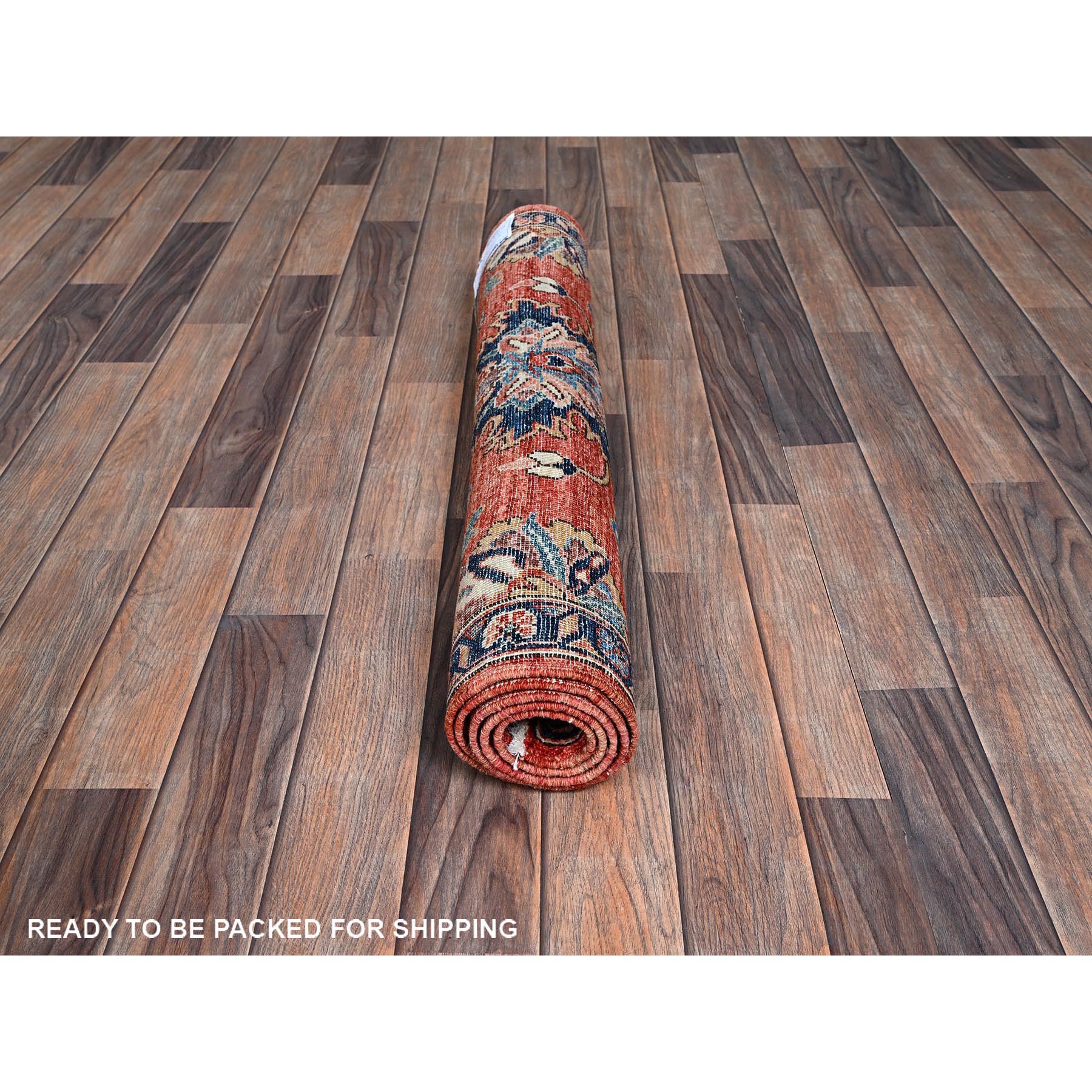 3'1"x5' Summer Fig Red, Northwest Persian Flower Design with Serrated Leafs, Aryana Grade, Vegetable Dyes, Soft Pile, High Mountain Wool, Hand Knotted, Densely Woven, Oriental Rug Sh1079