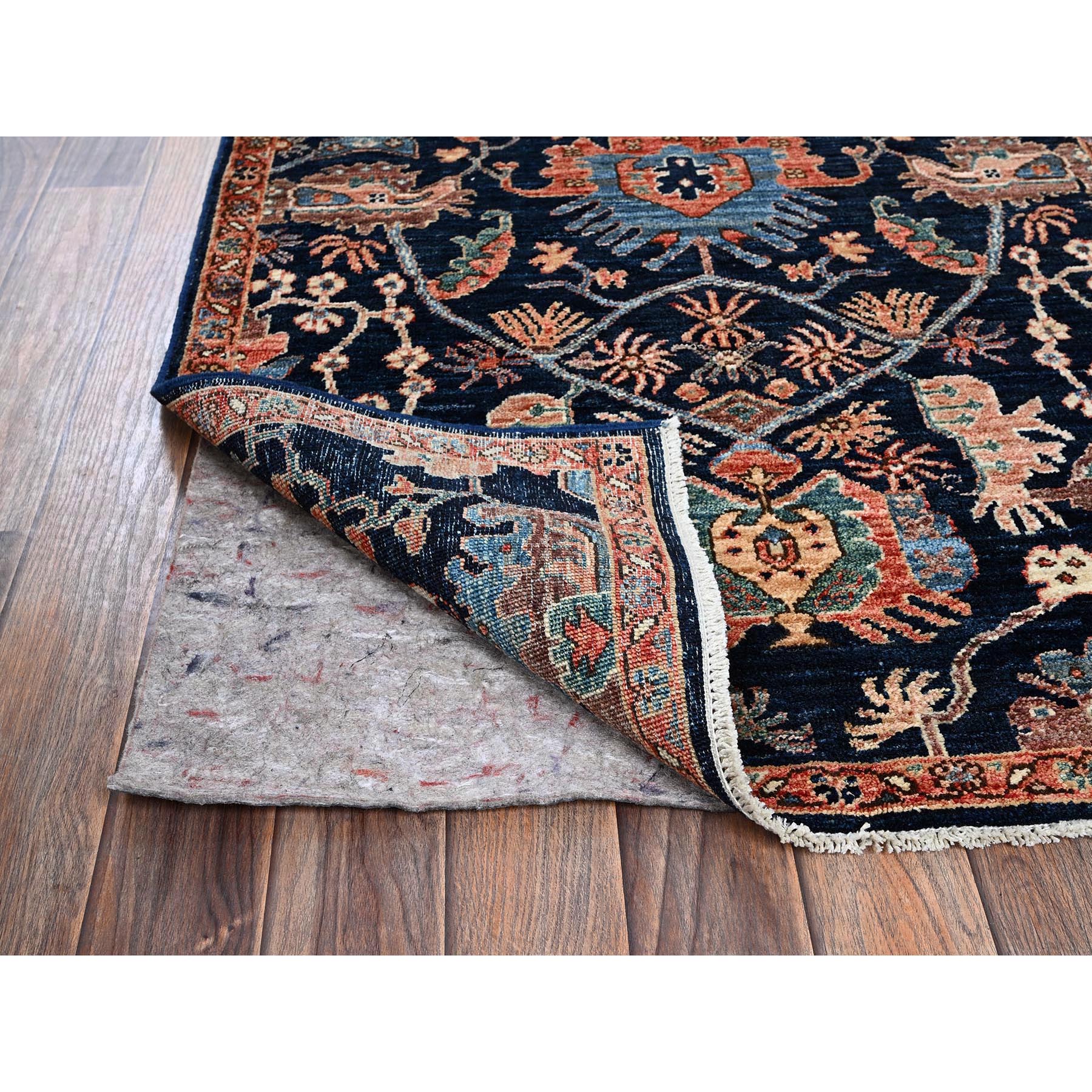 3'x4'10" Midnight Blue, Aryana Collection, Heriz All Over Design, Vegetable Dyes, Soft Pile, Hand Knotted, High Mountain Wool, Densely Woven, Oriental Rug Sh1080