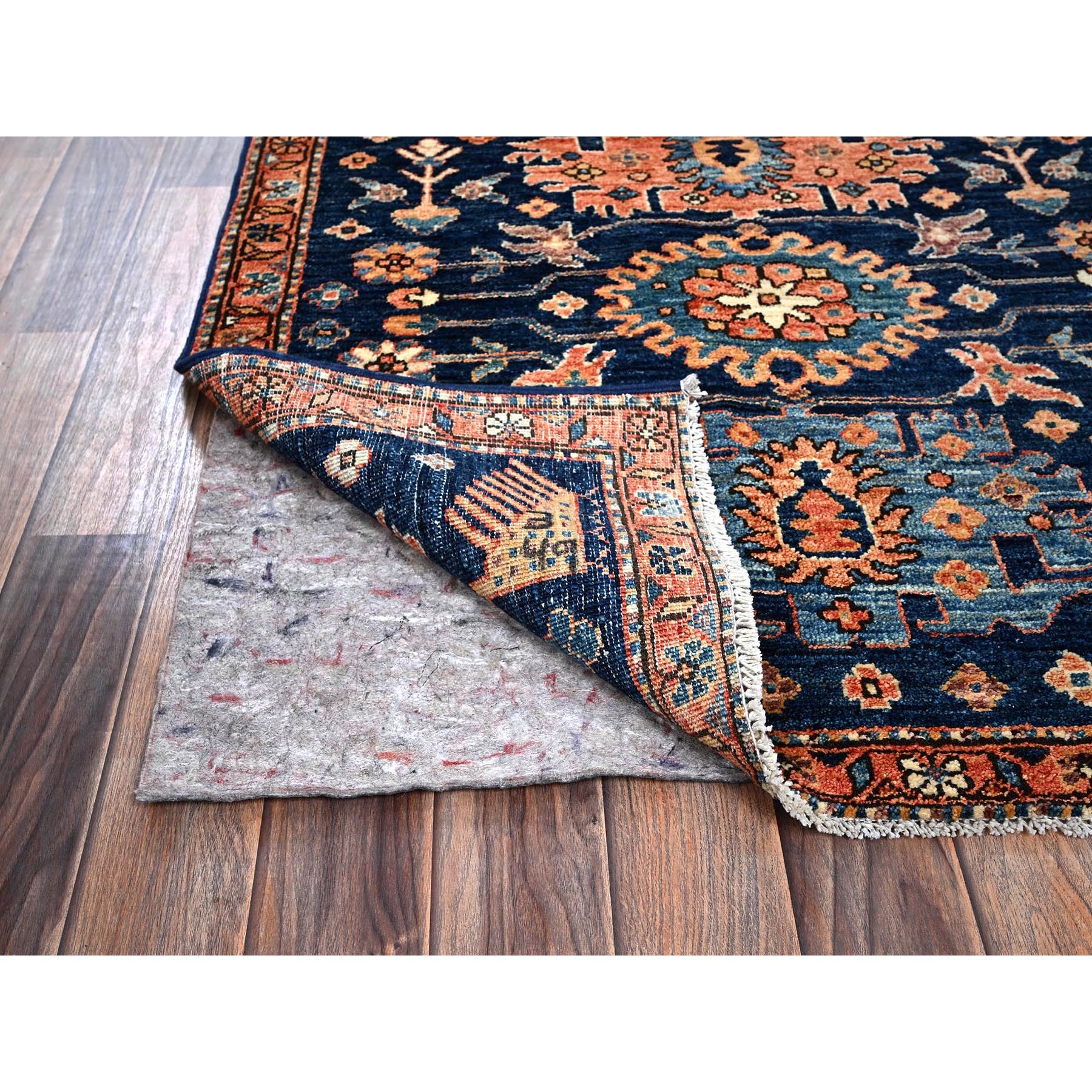 3'x5'1" Midnight Blue, Heriz All Over Design, Aryana Collection, Vegetable Dyes, Soft Pile, Hand Knotted, High Mountain Wool, Densely Woven, Oriental Rug Sh1082