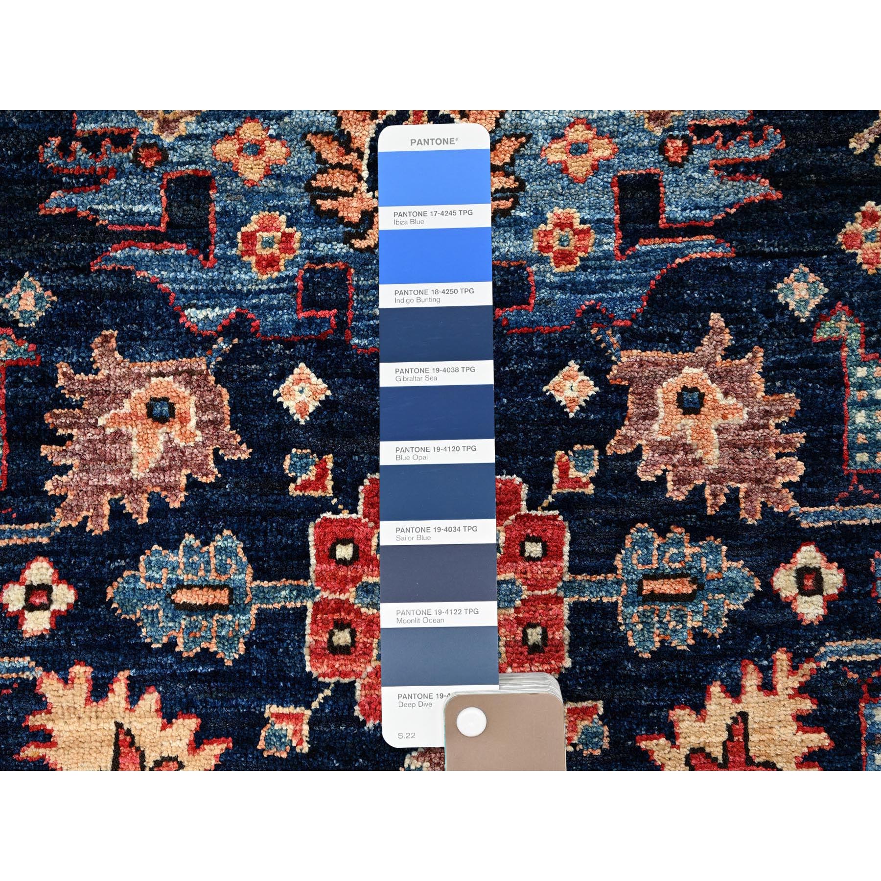 3'x5'1" Midnight Blue, Heriz All Over Design, Aryana Collection, Vegetable Dyes, Soft Pile, Hand Knotted, High Mountain Wool, Densely Woven, Oriental Rug Sh1082