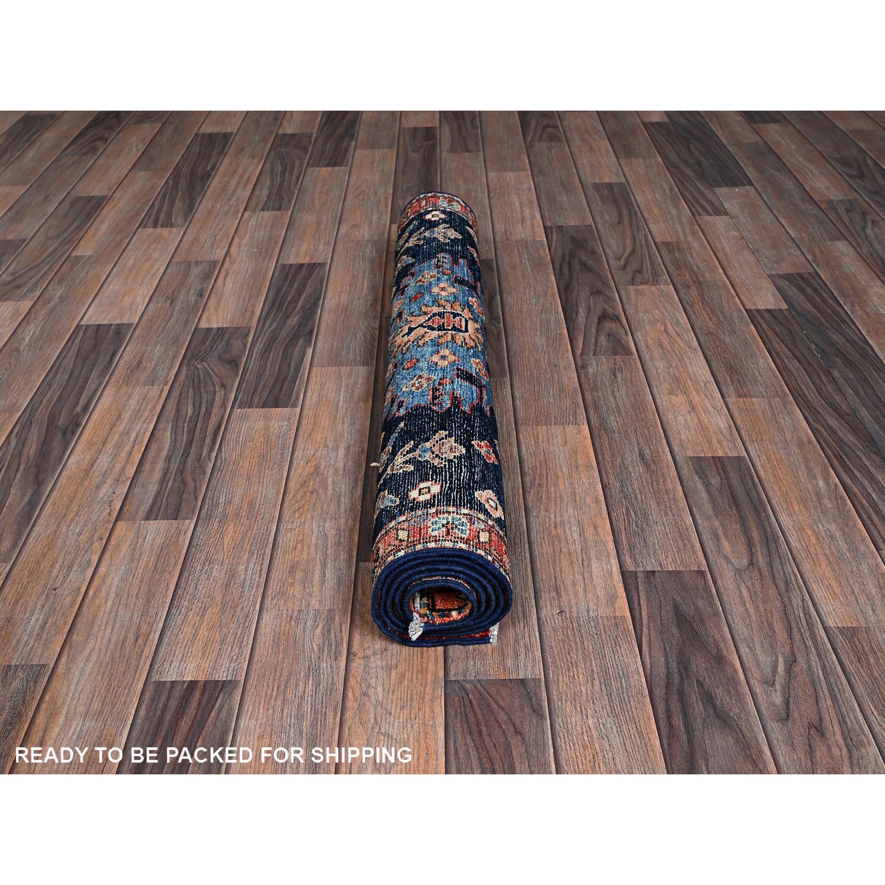 3'x5'1" Midnight Blue, Heriz All Over Design, Aryana Collection, Vegetable Dyes, Soft Pile, Hand Knotted, High Mountain Wool, Densely Woven, Oriental Rug Sh1082