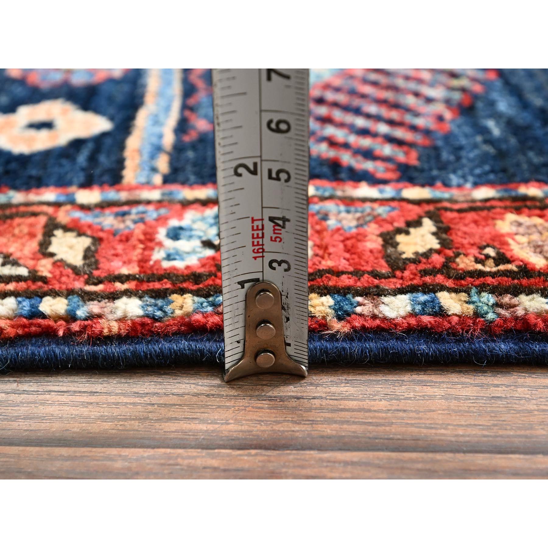 3'x5'1" Midnight Blue, Heriz All Over Design, Aryana Collection, Vegetable Dyes, Soft Pile, Hand Knotted, High Mountain Wool, Densely Woven, Oriental Rug Sh1082