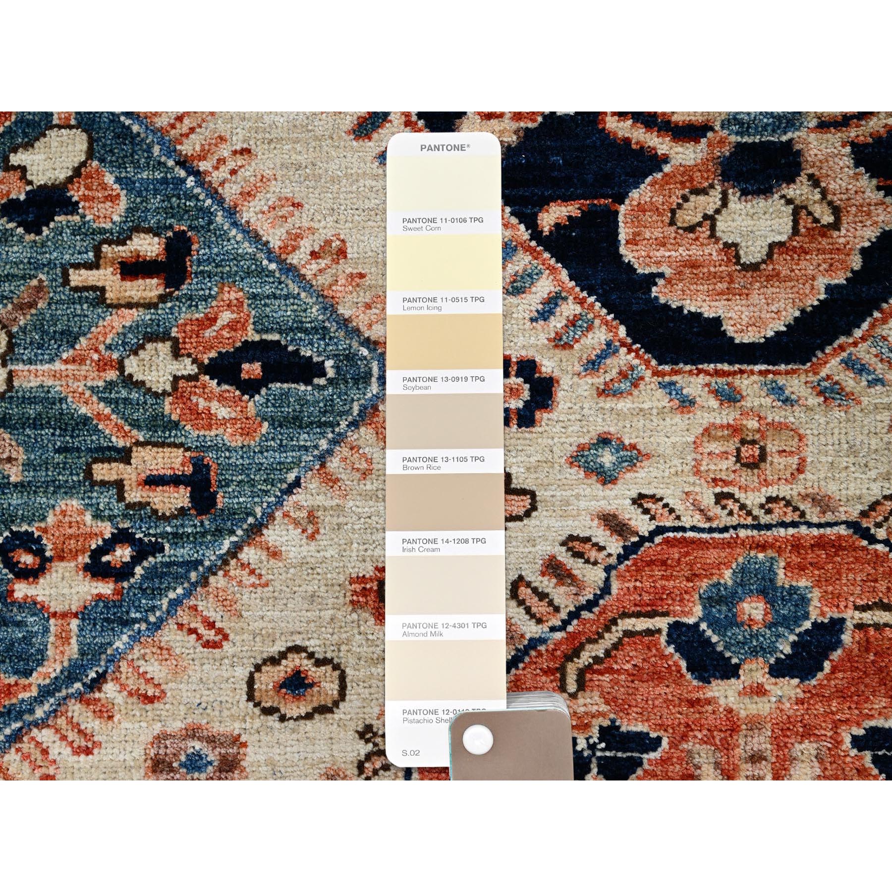 3'3"x5'2" Almond Milk White, Aryana Collection, Northwest Persian with Medallions Design, Vegetable Dyes, Soft Pile, High Mountain Wool, Hand Knotted, Densely Woven, Oriental Rug Sh1084