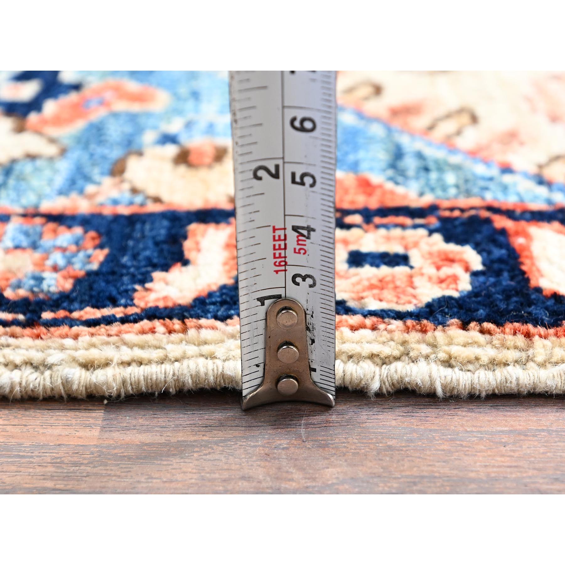3'3"x5'2" Almond Milk White, Aryana Collection, Northwest Persian with Medallions Design, Vegetable Dyes, Soft Pile, High Mountain Wool, Hand Knotted, Densely Woven, Oriental Rug Sh1084
