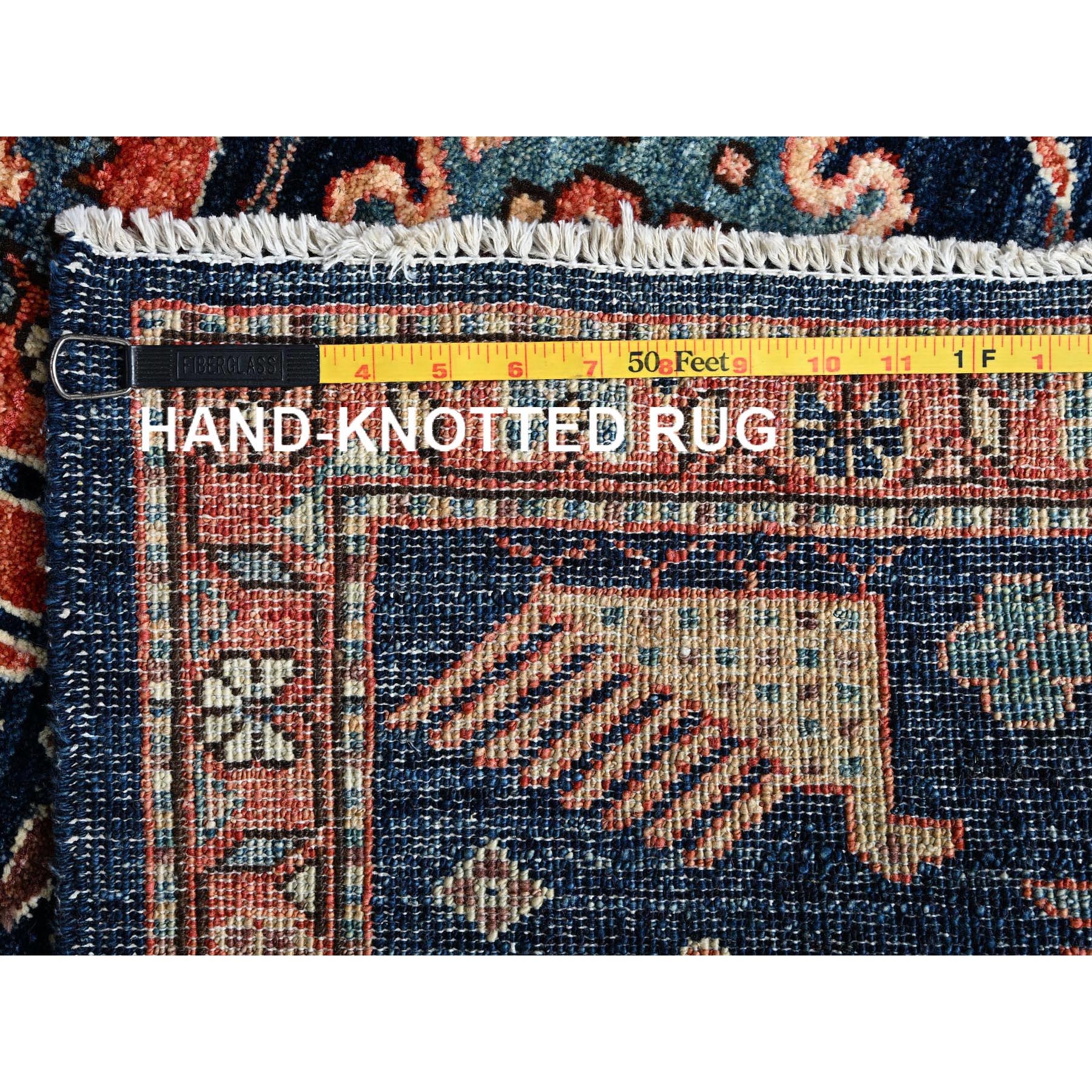 3'4"x5'1" Yale Blue, Heriz All Over Design, Aryana Collection, Vegetable Dyes, Soft Pile, High Mountain Wool, Hand Knotted, Densely Woven, Oriental Rug Sh1090