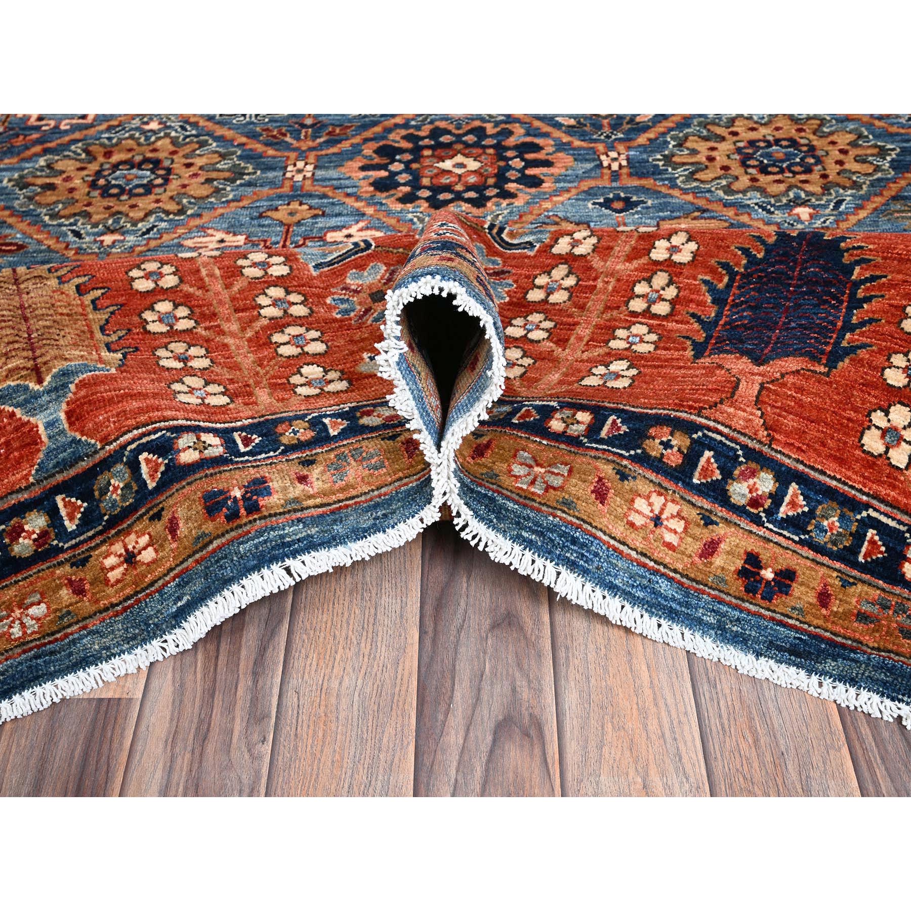 10'x14' Horizon Blue, Classic Persian Garden Trellis Design, Aryana Collection, Vegetable Dyes, Soft Pile, High Mountain Wool, Hand Knotted, Densely Woven, Oriental Rug Sh1092