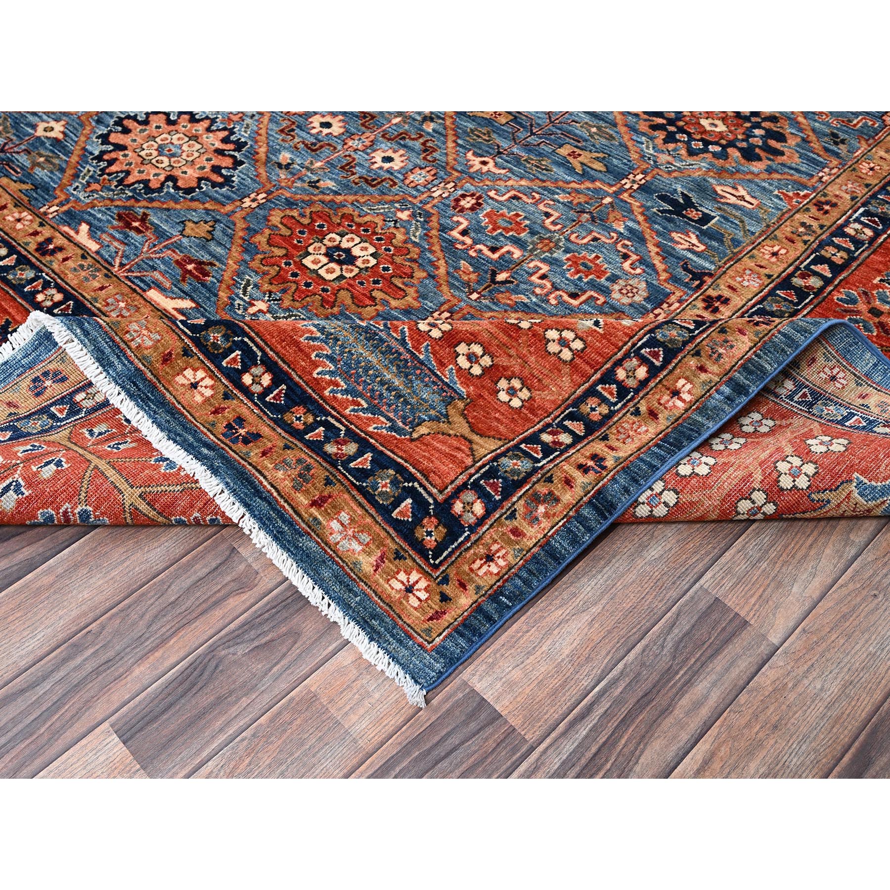 10'x14' Horizon Blue, Classic Persian Garden Trellis Design, Aryana Collection, Vegetable Dyes, Soft Pile, High Mountain Wool, Hand Knotted, Densely Woven, Oriental Rug Sh1092