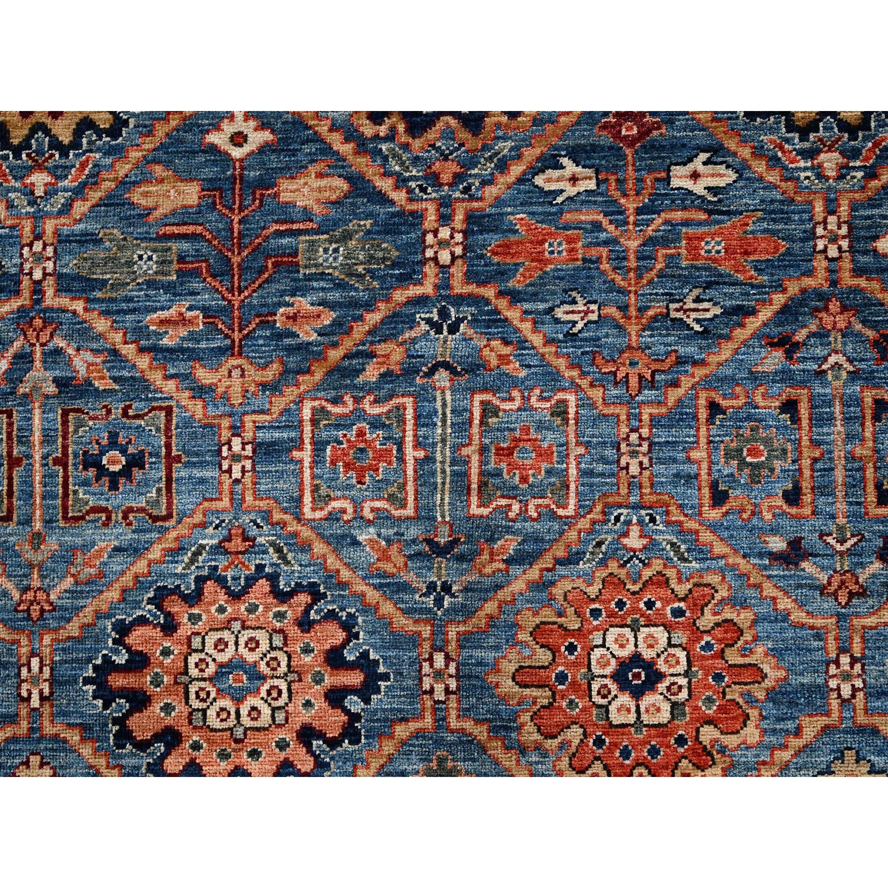 10'x14' Horizon Blue, Classic Persian Garden Trellis Design, Aryana Collection, Vegetable Dyes, Soft Pile, High Mountain Wool, Hand Knotted, Densely Woven, Oriental Rug Sh1092