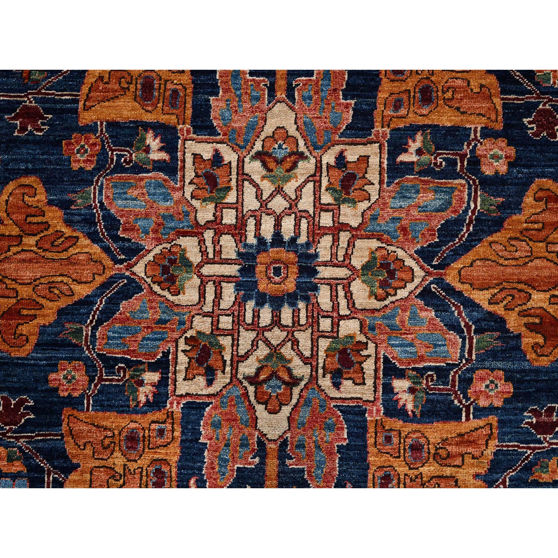 10'2"x13'8" Coral Red, Serapi Heriz with Large Medallion Design, Aryana Collection, Vegetable Dyes, Soft Pile, High Mountain Wool, Hand Knotted, Densely Woven, Oriental Rug Sh1094