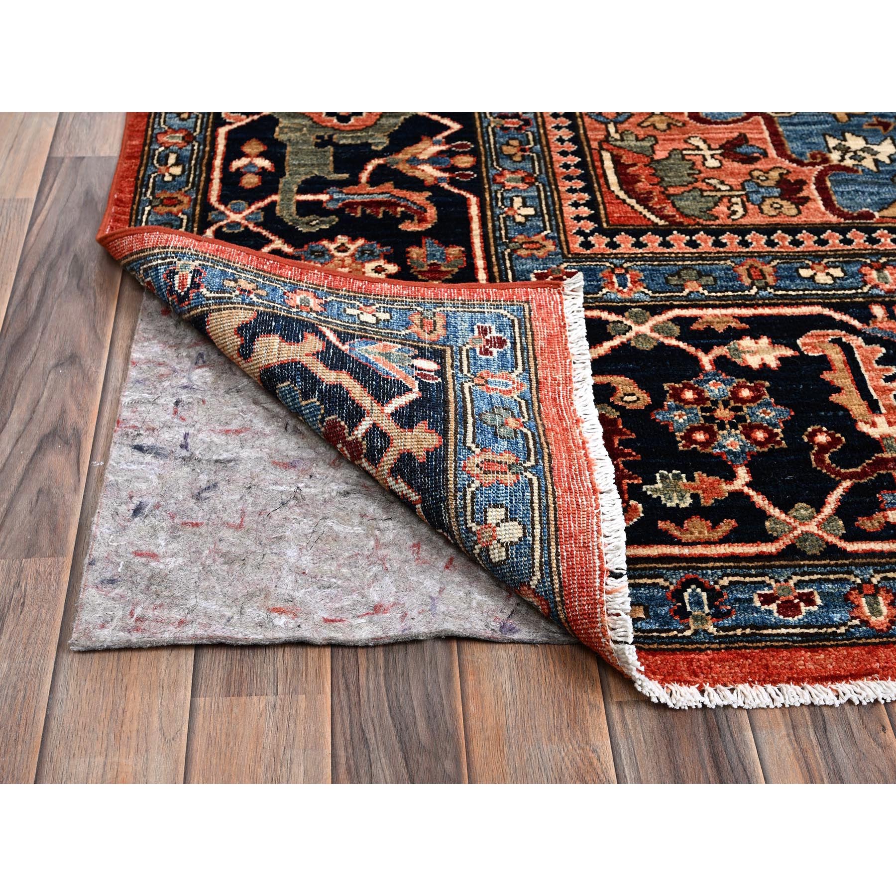 9'10"x14'3" Imperial Red, Serapi Heriz with Large Medallion Design, Aryana Collection, Vegetable Dyes, Hand Knotted, Soft Pile, High Mountain Wool, Densely Woven, Oriental Rug Sh1095