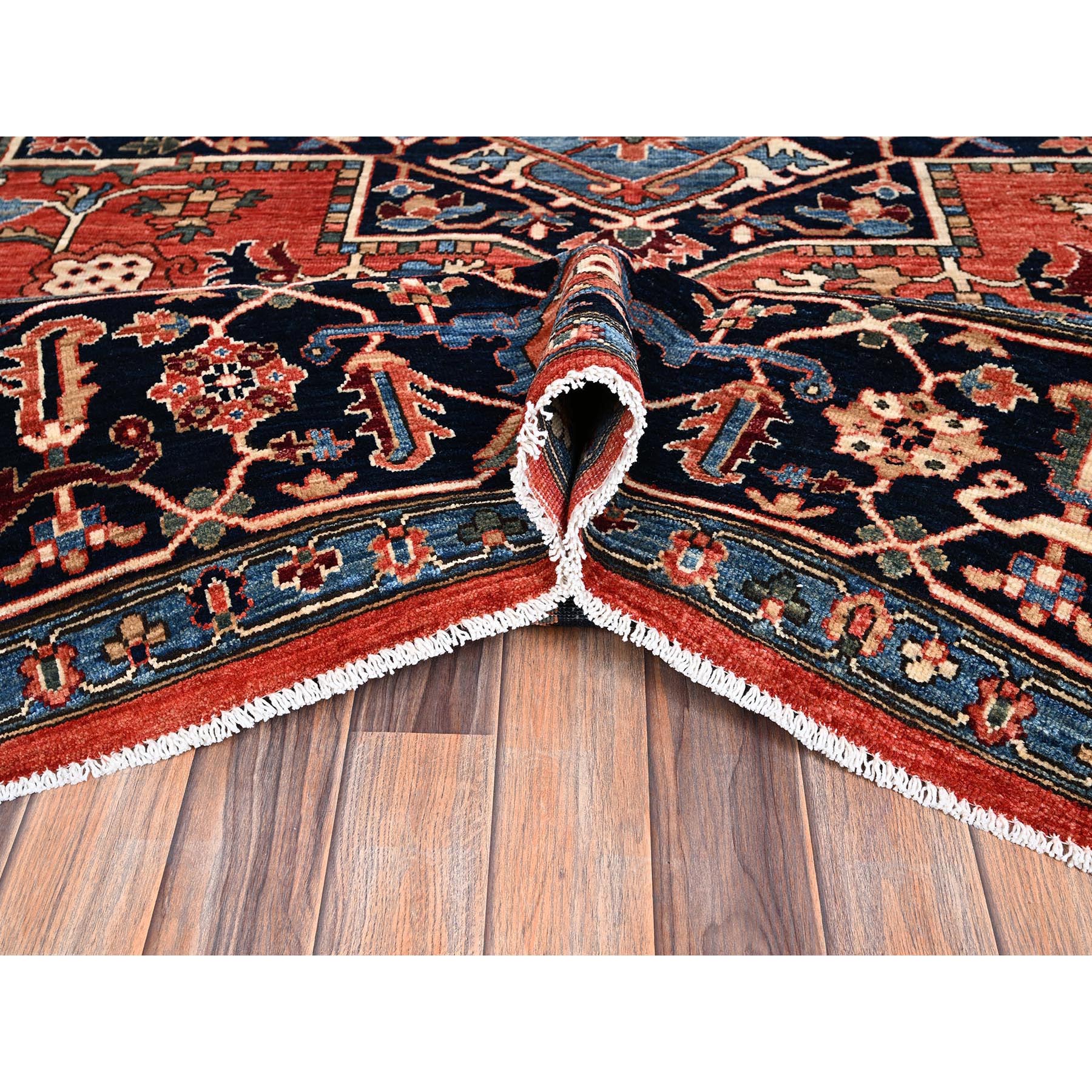 9'10"x14'3" Imperial Red, Serapi Heriz with Large Medallion Design, Aryana Collection, Vegetable Dyes, Hand Knotted, Soft Pile, High Mountain Wool, Densely Woven, Oriental Rug Sh1095