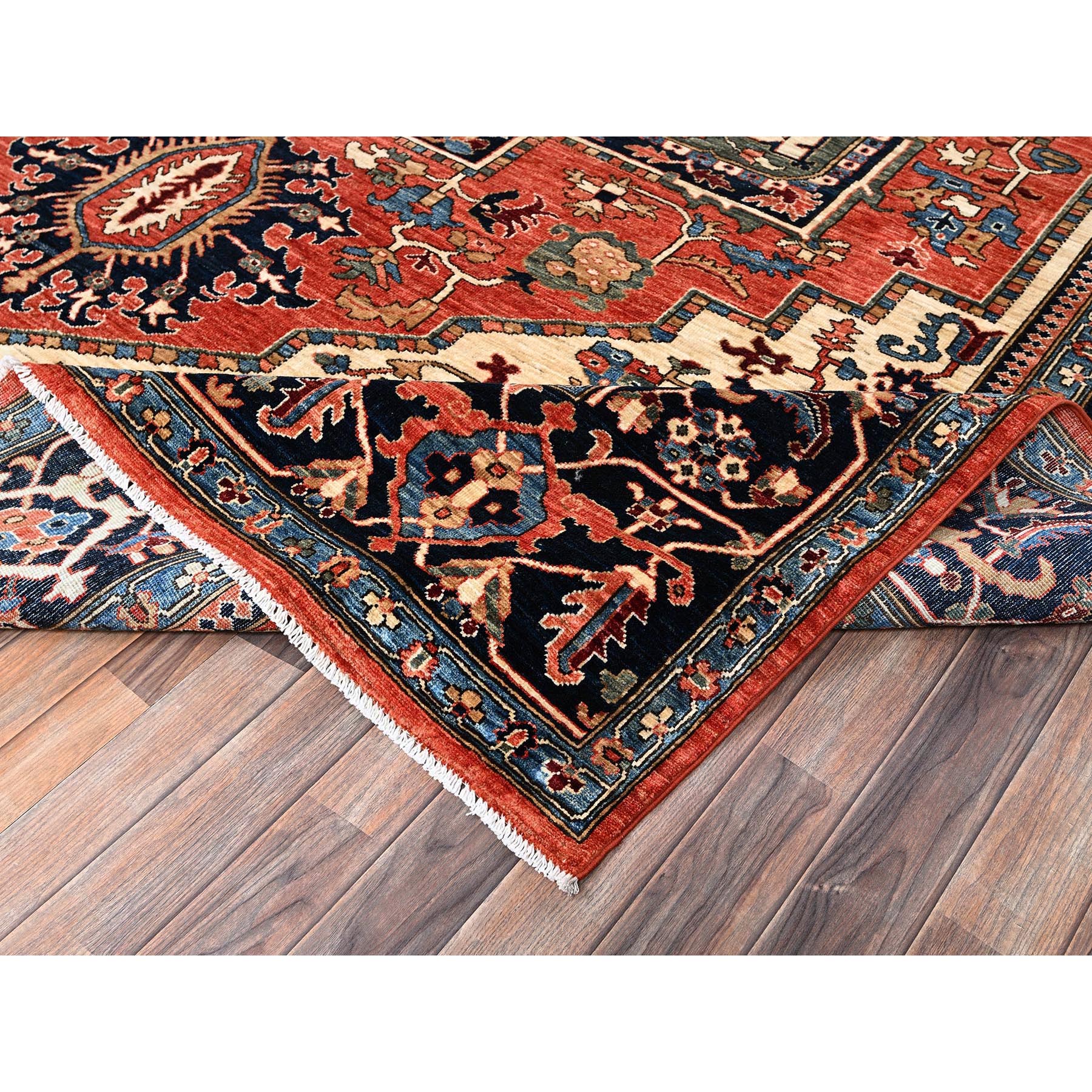9'10"x14'3" Imperial Red, Serapi Heriz with Large Medallion Design, Aryana Collection, Vegetable Dyes, Hand Knotted, Soft Pile, High Mountain Wool, Densely Woven, Oriental Rug Sh1095