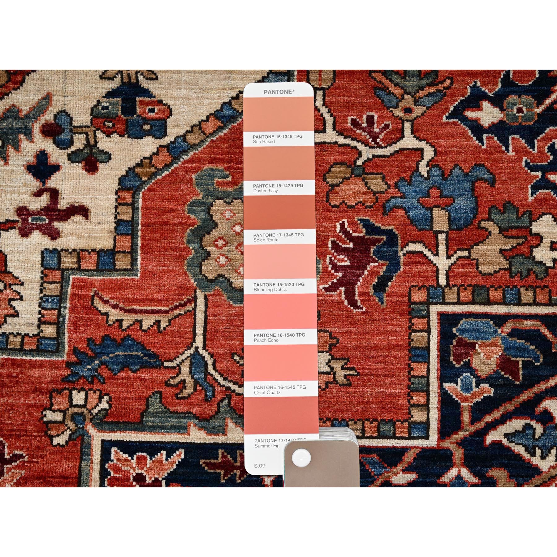 9'10"x14'3" Imperial Red, Serapi Heriz with Large Medallion Design, Aryana Collection, Vegetable Dyes, Hand Knotted, Soft Pile, High Mountain Wool, Densely Woven, Oriental Rug Sh1095