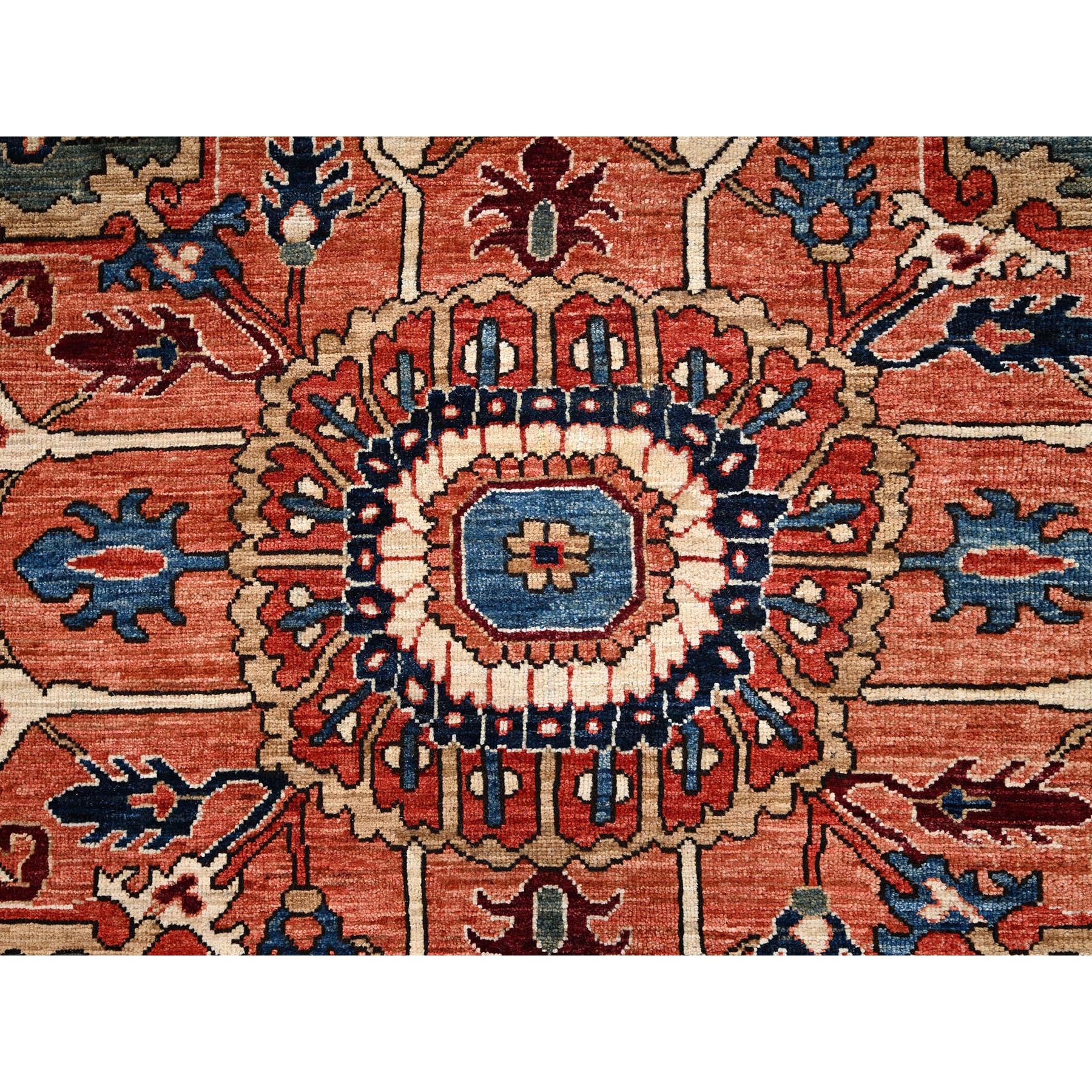 9'10"x14'3" Imperial Red, Serapi Heriz with Large Medallion Design, Aryana Collection, Vegetable Dyes, Hand Knotted, Soft Pile, High Mountain Wool, Densely Woven, Oriental Rug Sh1095