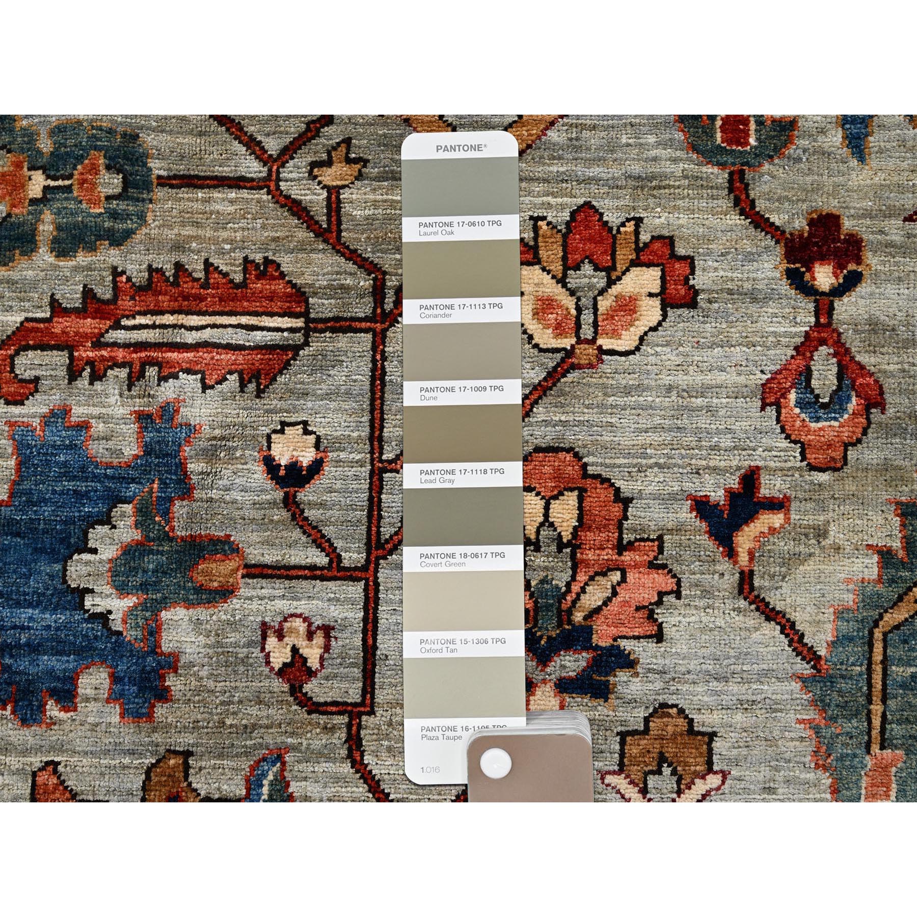10'4"x14' Light Green, Heriz All Over Design, Aryana Collection, Vegetable Dyes, Soft Pile, Hand Knotted, High Mountain Wool, Densely Woven, Oriental Rug Sh1097