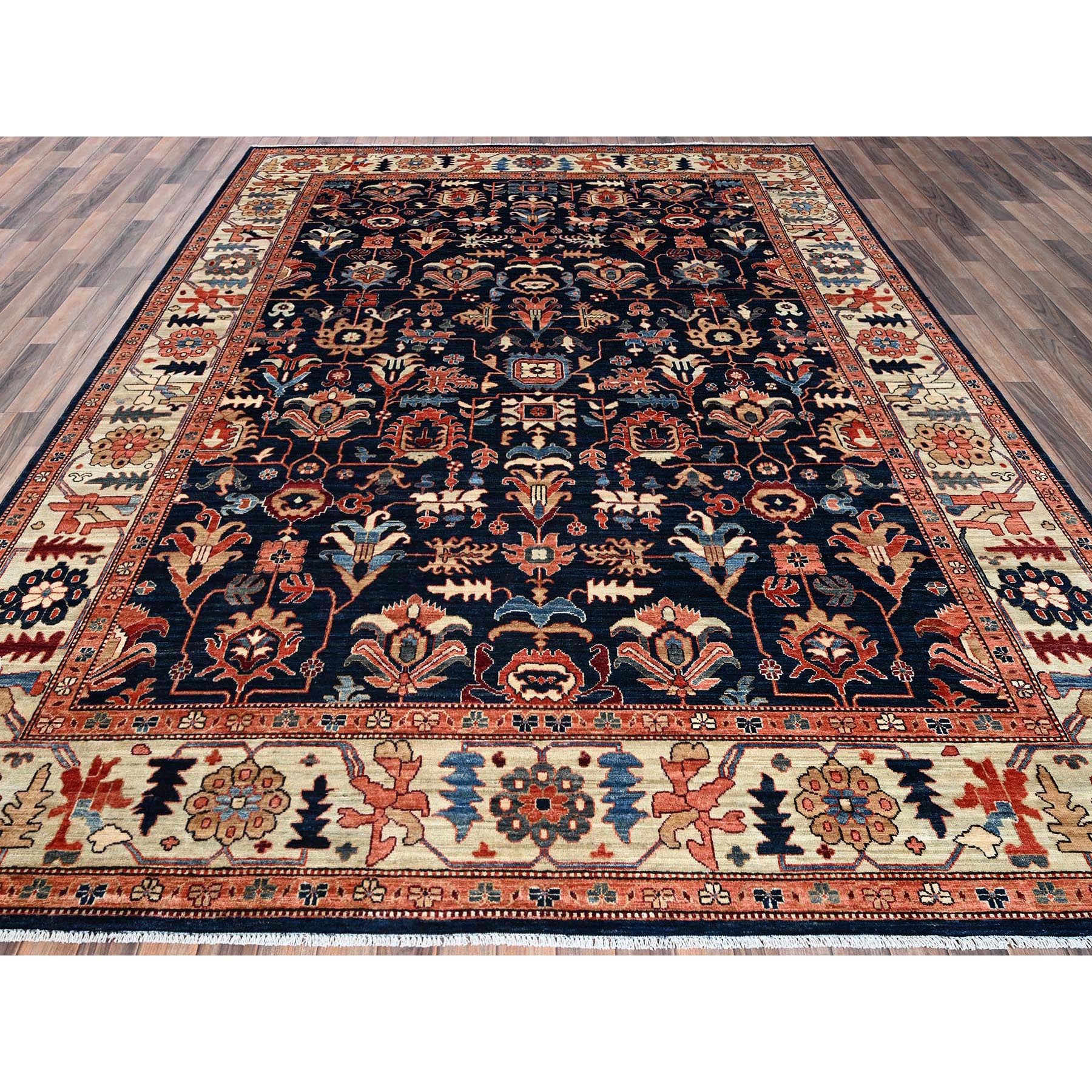 9'2"x11'10" Yale Blue, Northwest Persian All Over Design, Vegetable Dyes, Aryana Grade, Soft Pile, High Mountain Wool, Hand Knotted, Densely Woven, Oriental Rug Sh1099