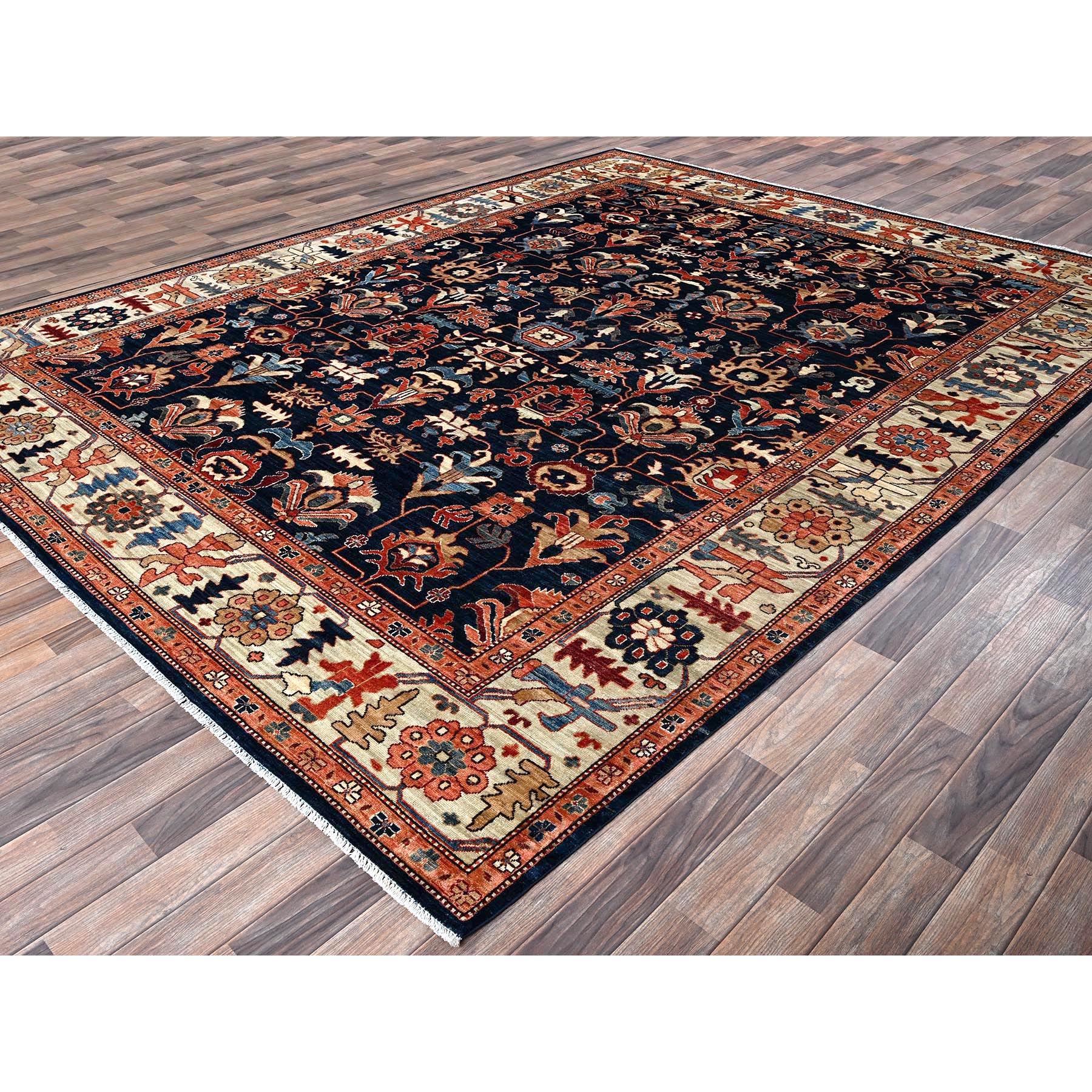 9'2"x11'10" Yale Blue, Northwest Persian All Over Design, Vegetable Dyes, Aryana Grade, Soft Pile, High Mountain Wool, Hand Knotted, Densely Woven, Oriental Rug Sh1099