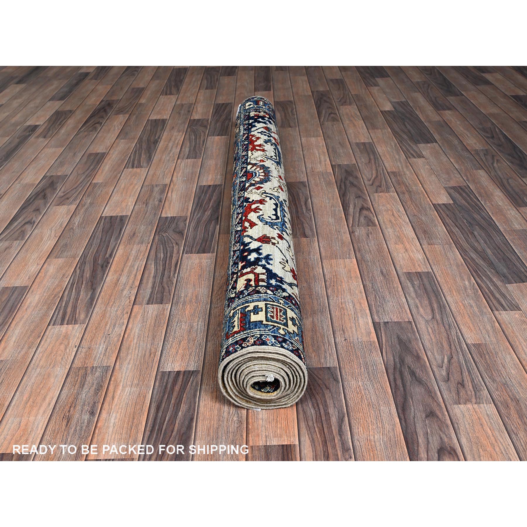 5'3"x8'6" Parchment White, Northwest Persian with Serrated Gul Motif, Aryana Collection, Vegetable Dyes, Soft Pile, High Mountain Wool, Hand Knotted, Densely Woven, Oriental Rug Sh1101