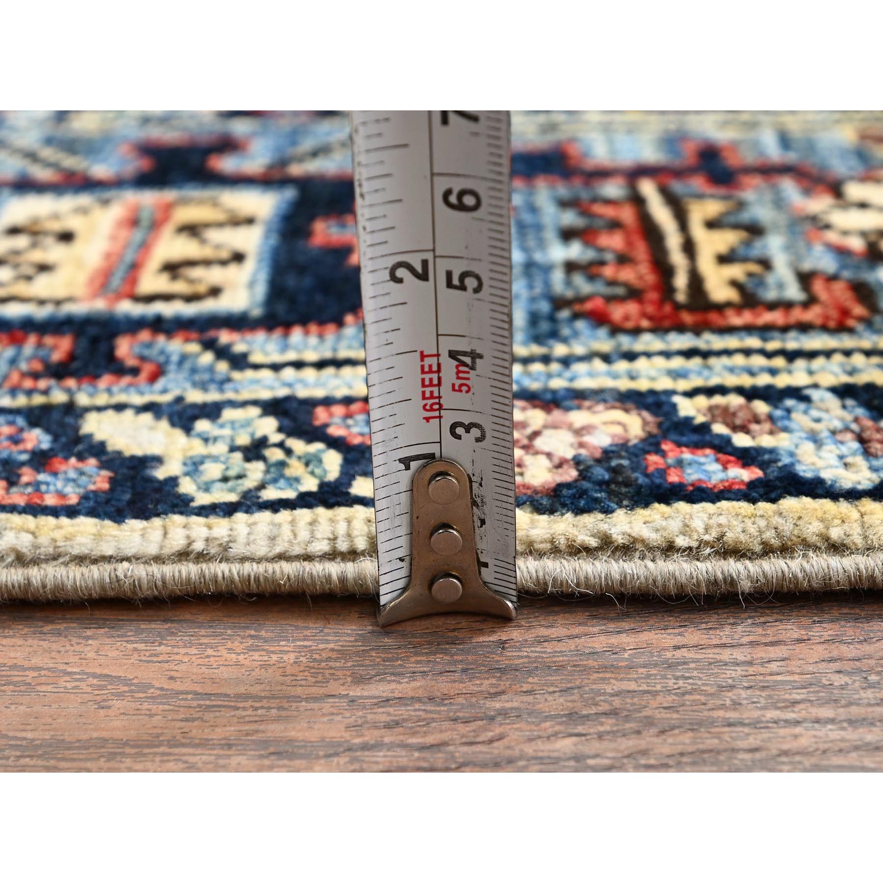 5'3"x8'6" Parchment White, Northwest Persian with Serrated Gul Motif, Aryana Collection, Vegetable Dyes, Soft Pile, High Mountain Wool, Hand Knotted, Densely Woven, Oriental Rug Sh1101