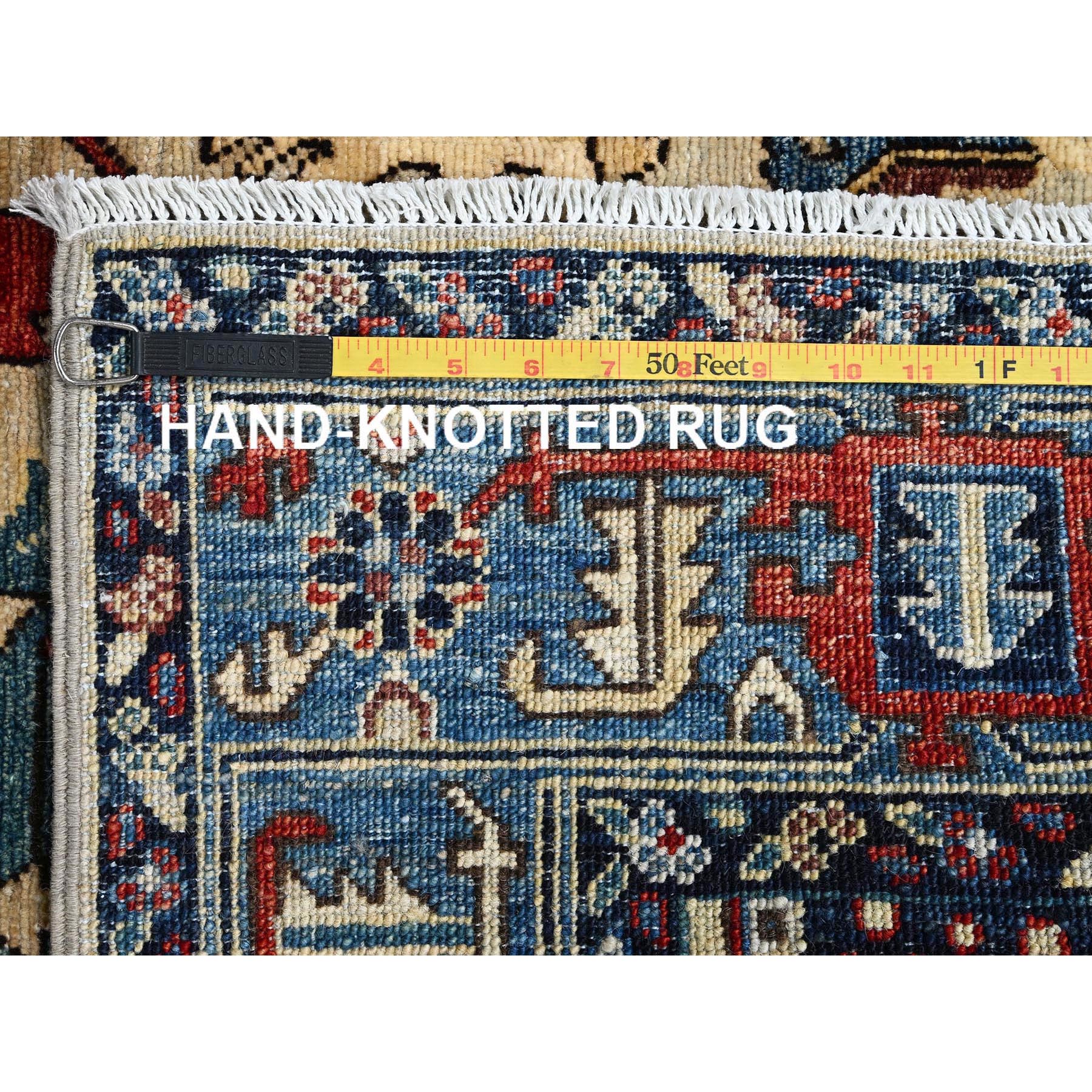 5'3"x8'6" Parchment White, Northwest Persian with Serrated Gul Motif, Aryana Collection, Vegetable Dyes, Soft Pile, High Mountain Wool, Hand Knotted, Densely Woven, Oriental Rug Sh1101