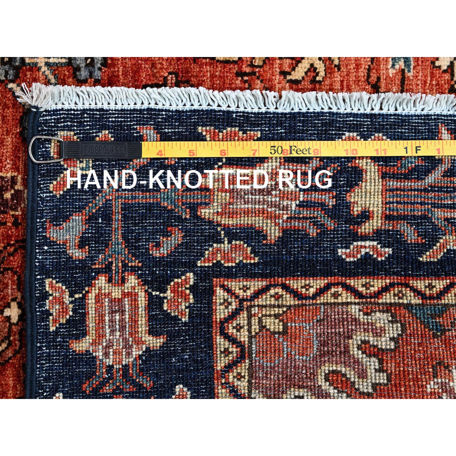 5'2"x10'1" Coral Red, Northwest Persian with All Over Design, Aryana Grade, Vegetable Dyes, Soft Pile, High Mountain Wool, Hand Knotted, Densely Woven, Gallery Size, Extra Wide Runner, Oriental Rug Sh1102