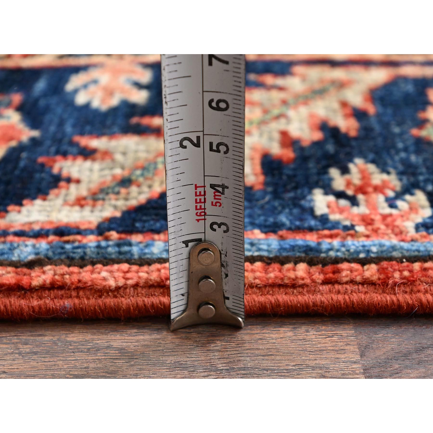 4'2"x8'4" Summer Fig Red, Heriz All Over Design, Aryana Collection, Vegetable Dyes, High Mountain Wool, Hand Knotted, Soft Pile, Densely Woven, Wide Runner, Oriental Rug Sh1104