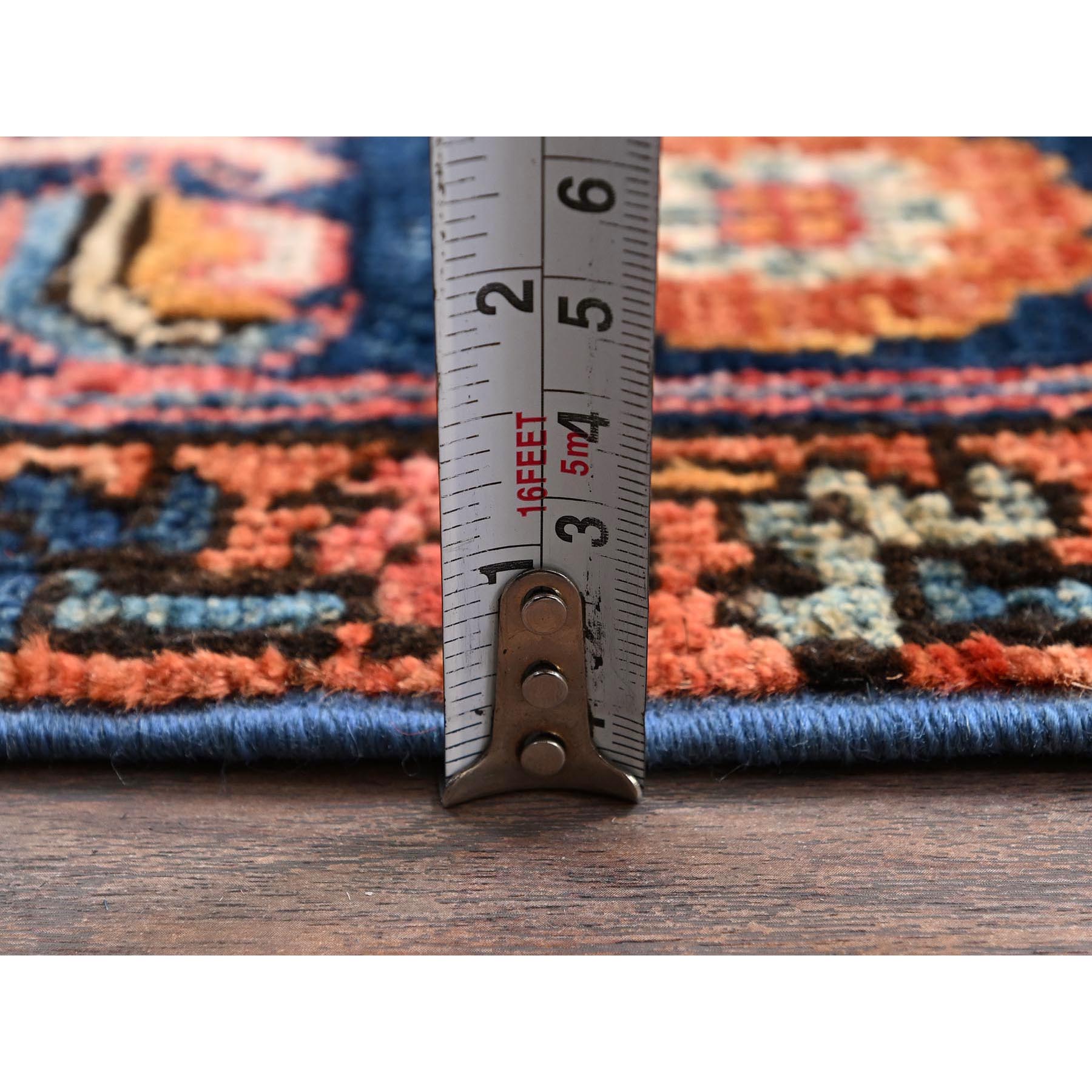 2'9"x12'10" Imperial Blue, Heriz All Over Design, Aryana Grade, Vegetable Dyes, High Mountain Wool, Hand Knotted, Soft Pile, Densely Woven, Runner, Oriental Rug Sh1106