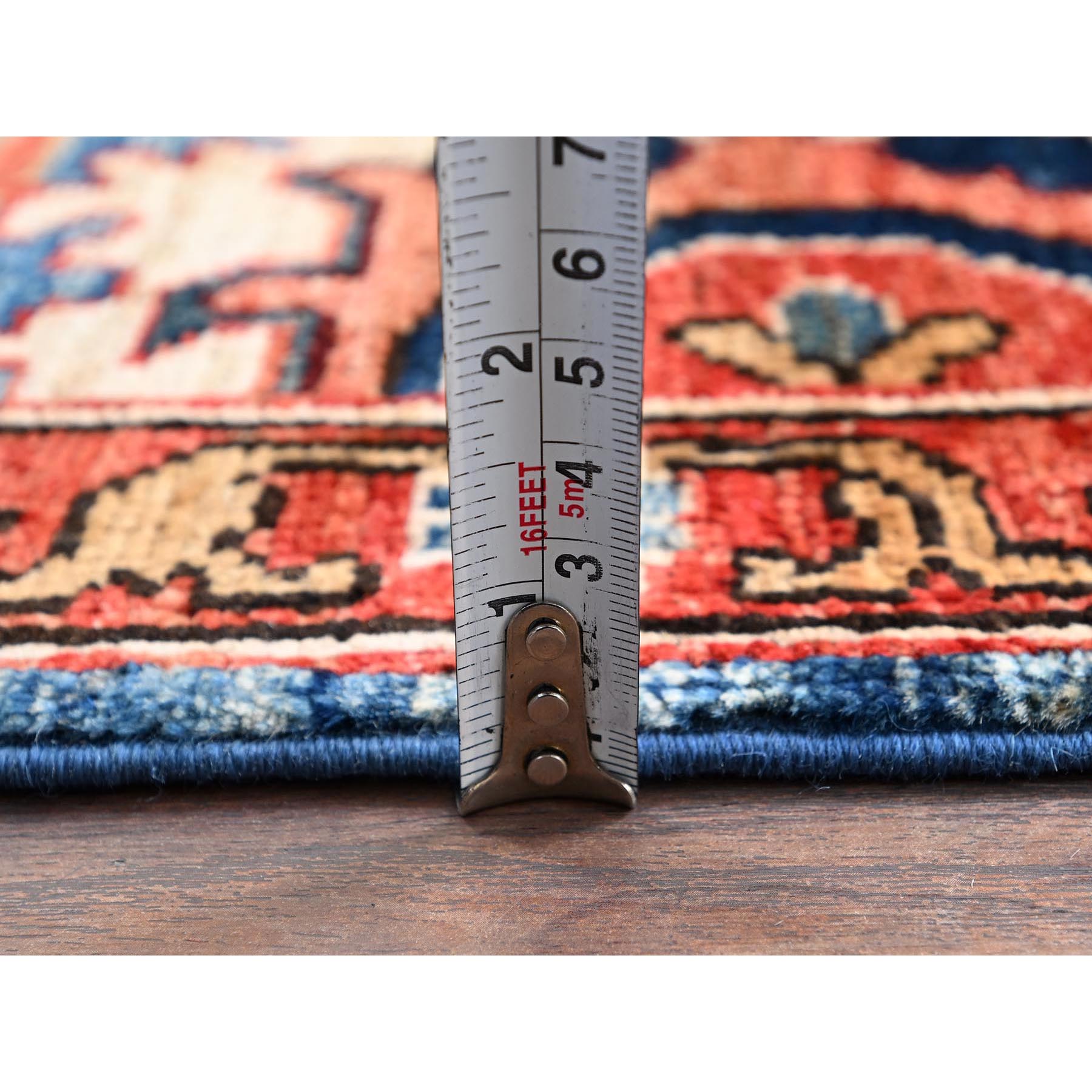 2'8"x10' Horizon Blue, Heriz All Over Design, Aryana Collection, Vegetable Dyes, High Mountain Wool, Hand Knotted, Soft Pile, Densely Woven, Runner, Oriental Rug Sh1107