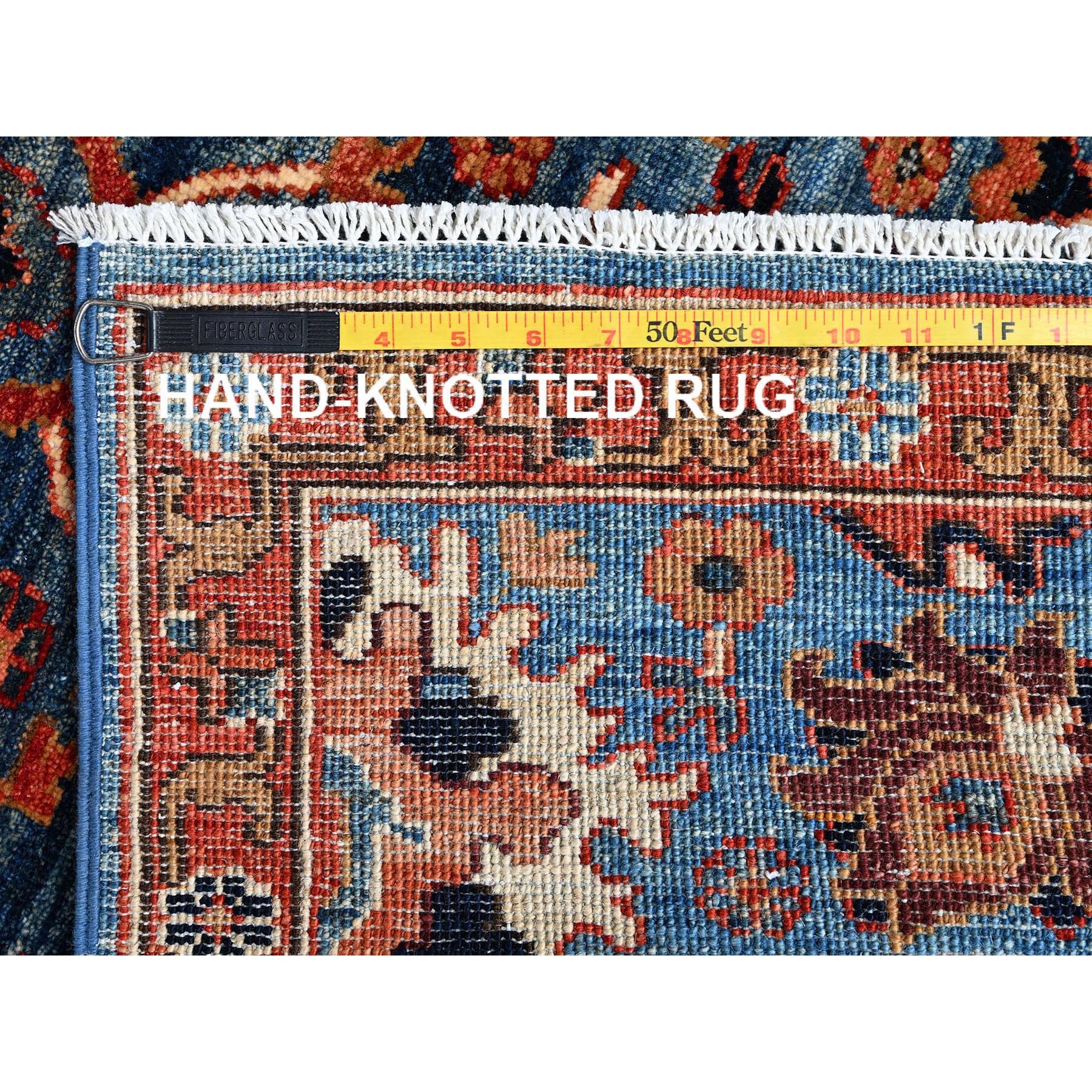 2'8"x10' Horizon Blue, Heriz All Over Design, Aryana Collection, Vegetable Dyes, High Mountain Wool, Hand Knotted, Soft Pile, Densely Woven, Runner, Oriental Rug Sh1107