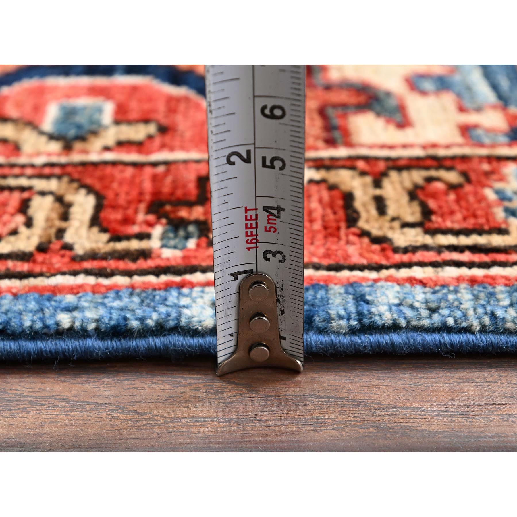 2'9"x9'9" Imperial Blue, Heriz All Over Design, Aryana Collection, Vegetable Dyes, Soft Pile, High Mountain Wool, Hand Knotted, Densely Woven, Runner, Oriental Rug Sh1108