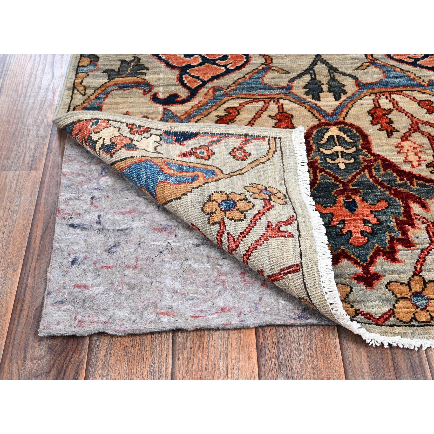 2'9"x8'4" Linen White, Bijar Garus Design, Aryana Grade, Vegetable Dyes, High Mountain Wool, Hand Knotted, Soft Pile, Densely Woven, Runner, Oriental Rug Sh1110