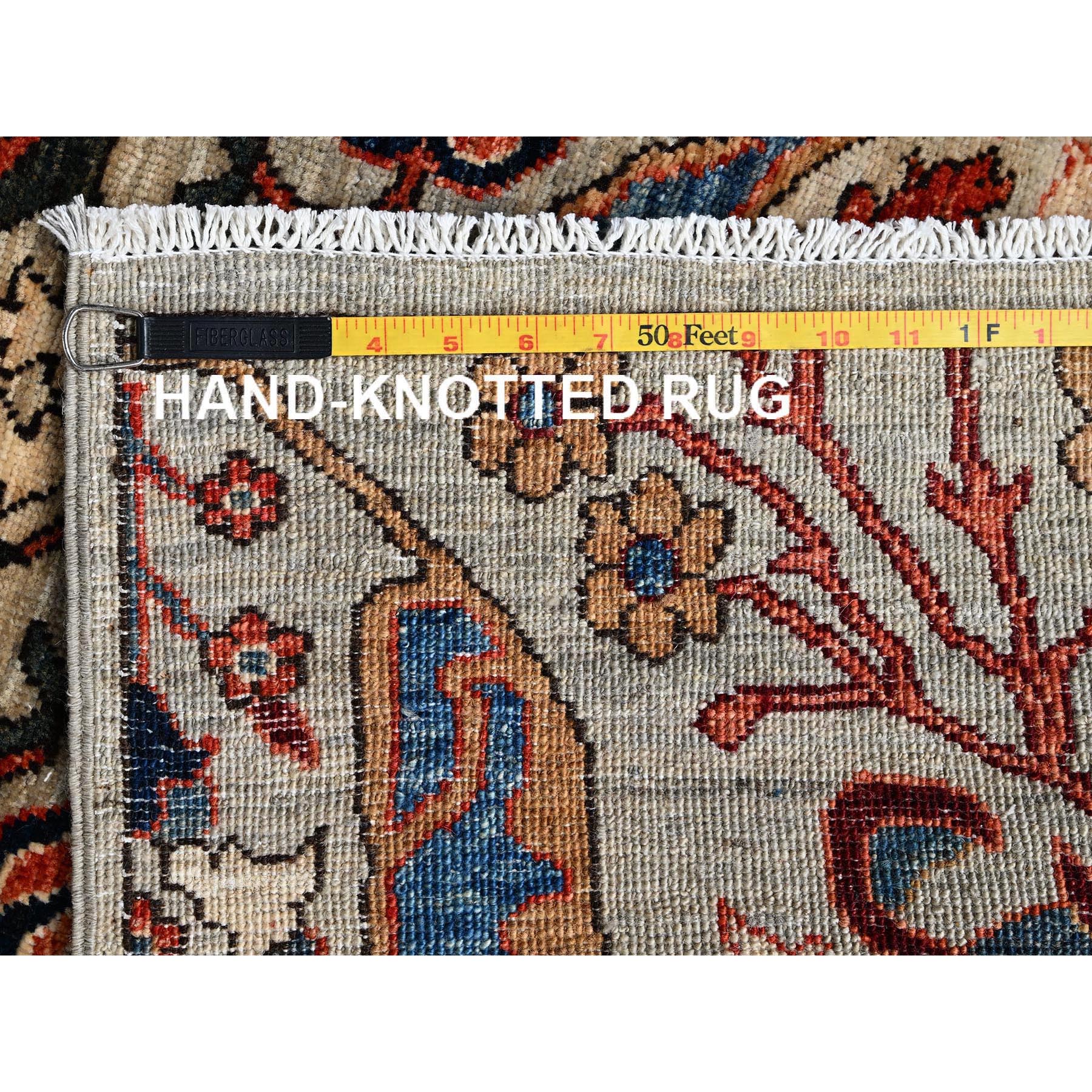 2'9"x8'4" Linen White, Bijar Garus Design, Aryana Grade, Vegetable Dyes, High Mountain Wool, Hand Knotted, Soft Pile, Densely Woven, Runner, Oriental Rug Sh1110