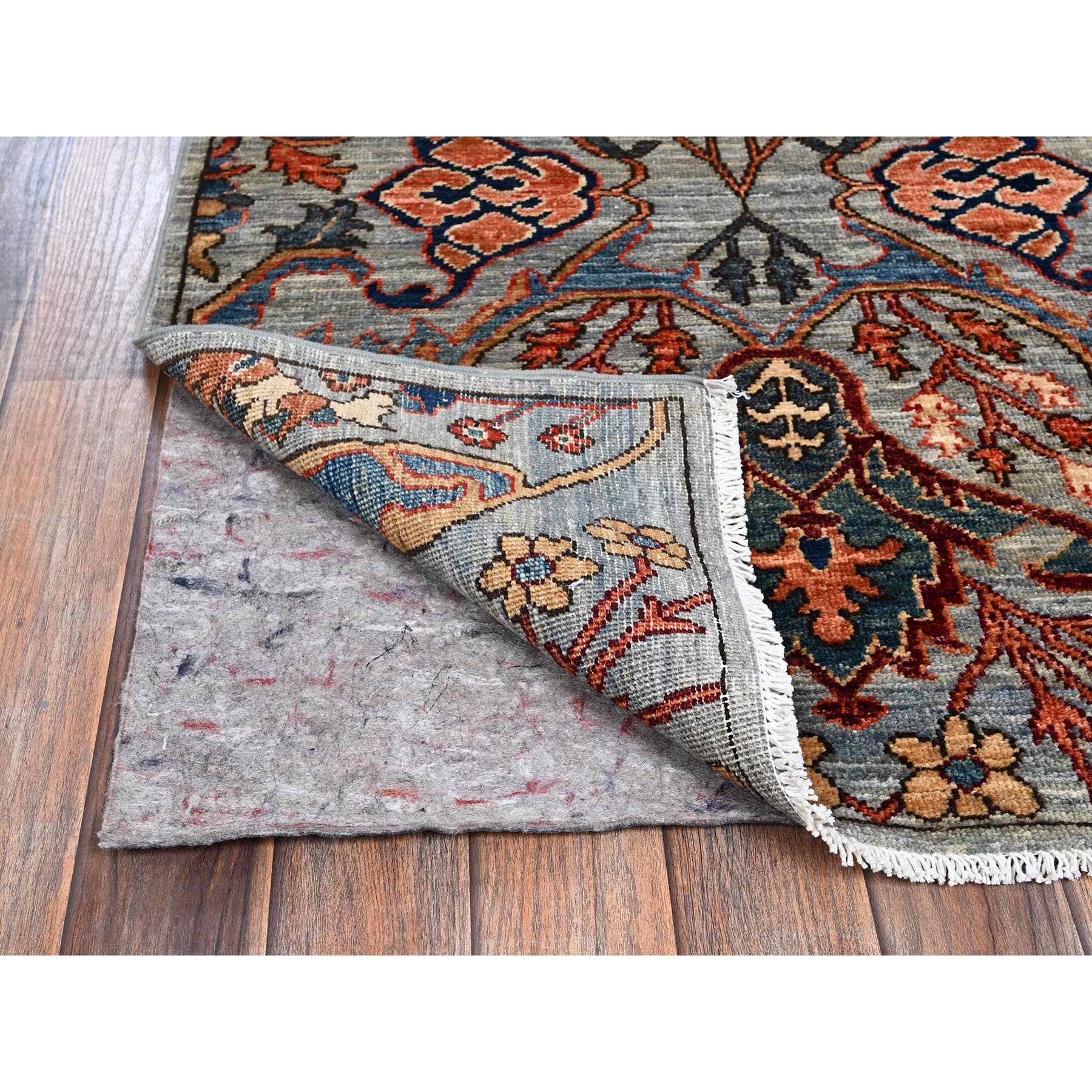2'8"x10'1" Misty Gray, Bijar Garus Design, Aryana Grade, Vegetable Dyes, High Mountain Wool, Hand Knotted, Soft Pile, Densely Woven, Runner, Oriental Rug Sh1111