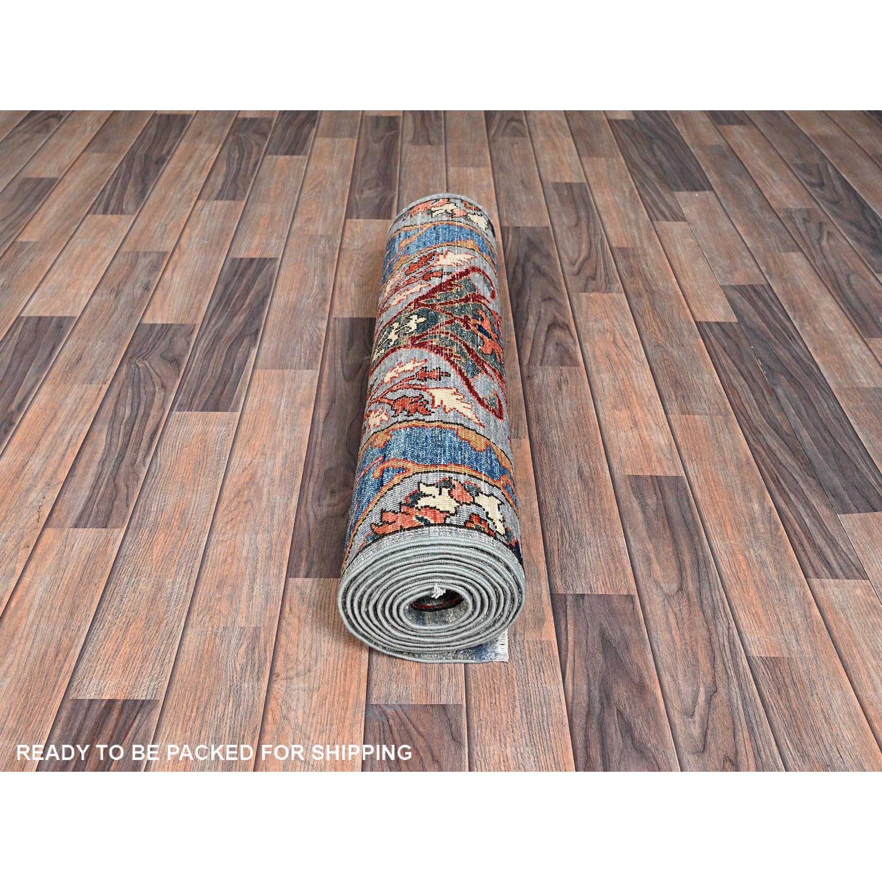 2'8"x10'1" Misty Gray, Bijar Garus Design, Aryana Grade, Vegetable Dyes, High Mountain Wool, Hand Knotted, Soft Pile, Densely Woven, Runner, Oriental Rug Sh1111