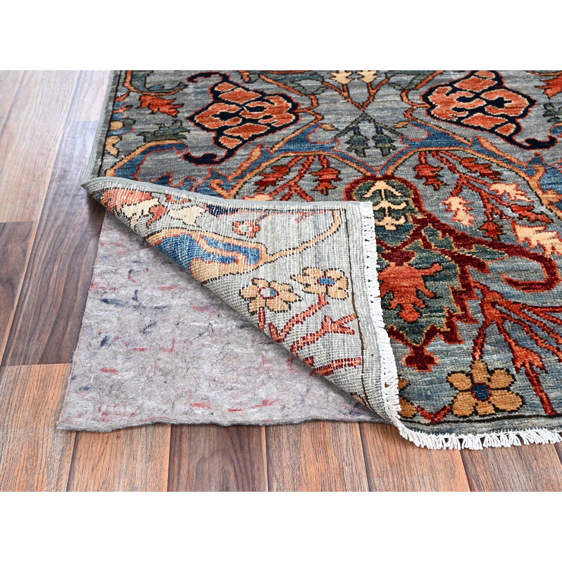 2'9"x10' Harbor Mist Gray, Bijar Garus Design, Aryana Collection, Vegetable Dyes, High Mountain Wool, Hand Knotted, Soft Pile, Densely Woven, Runner, Oriental Rug SH1116