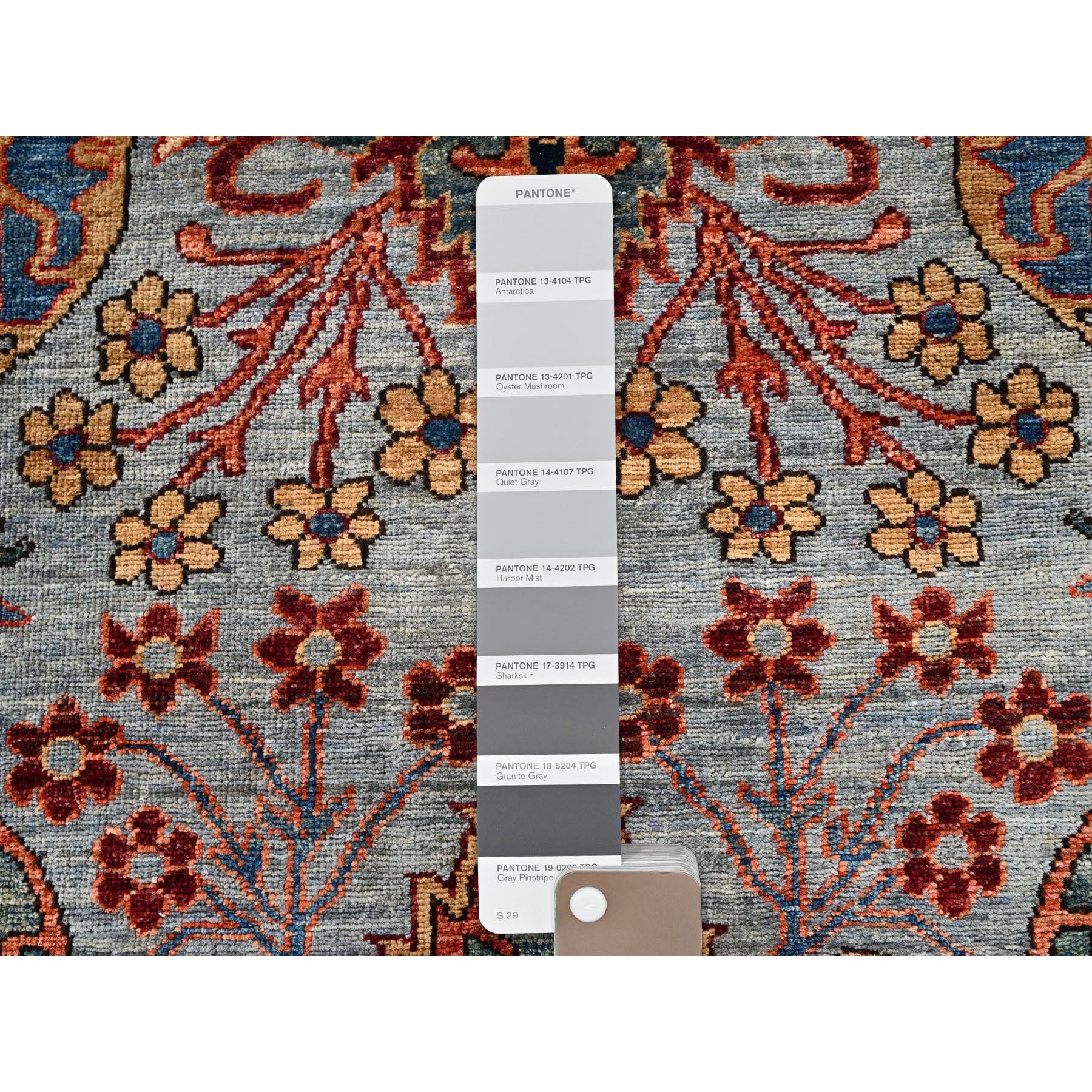 2'9"x10' Harbor Mist Gray, Bijar Garus Design, Aryana Collection, Vegetable Dyes, High Mountain Wool, Hand Knotted, Soft Pile, Densely Woven, Runner, Oriental Rug SH1116