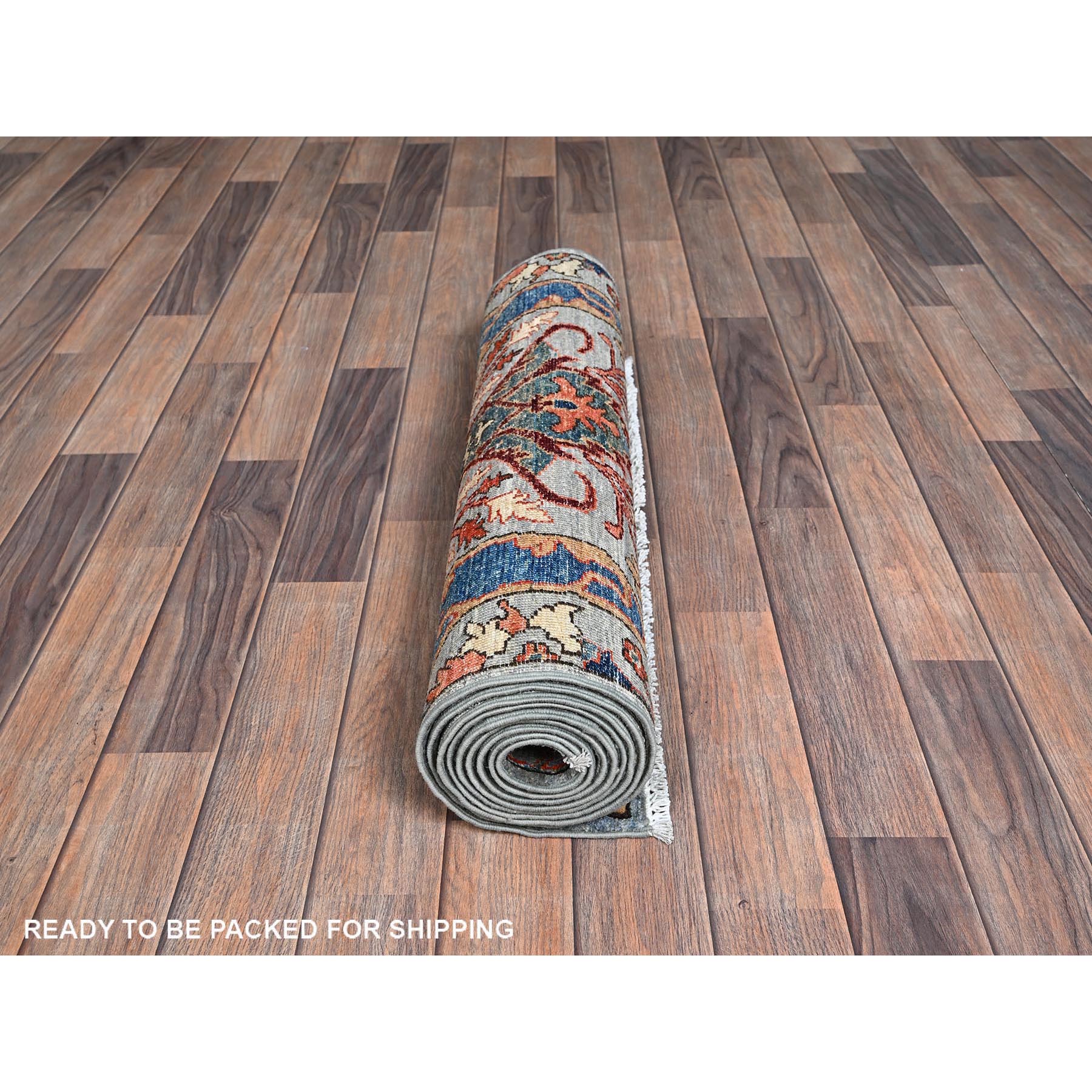2'9"x10' Harbor Mist Gray, Bijar Garus Design, Aryana Collection, Vegetable Dyes, High Mountain Wool, Hand Knotted, Soft Pile, Densely Woven, Runner, Oriental Rug SH1116