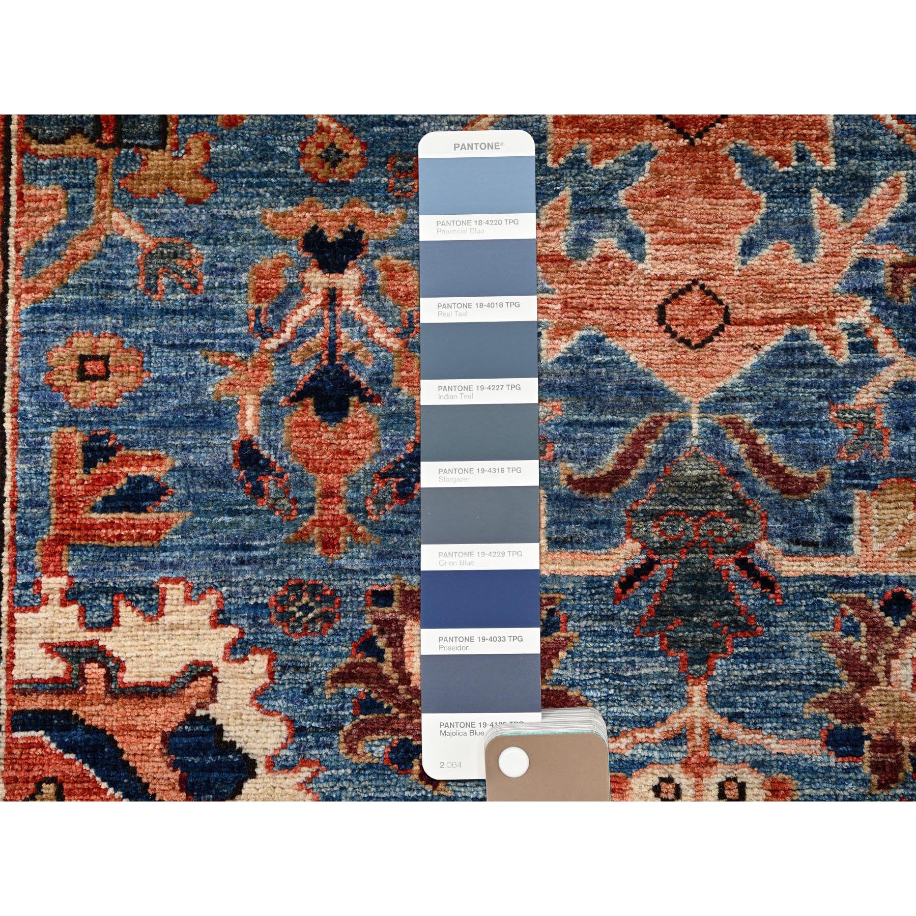 3'x10' Bayern Blue, Heriz All Over Design, Aryana Collection, Vegetable Dyes, Soft Pile, High Mountain Wool, Hand Knotted, Densely Woven, Runner, Oriental Rug Sh1117