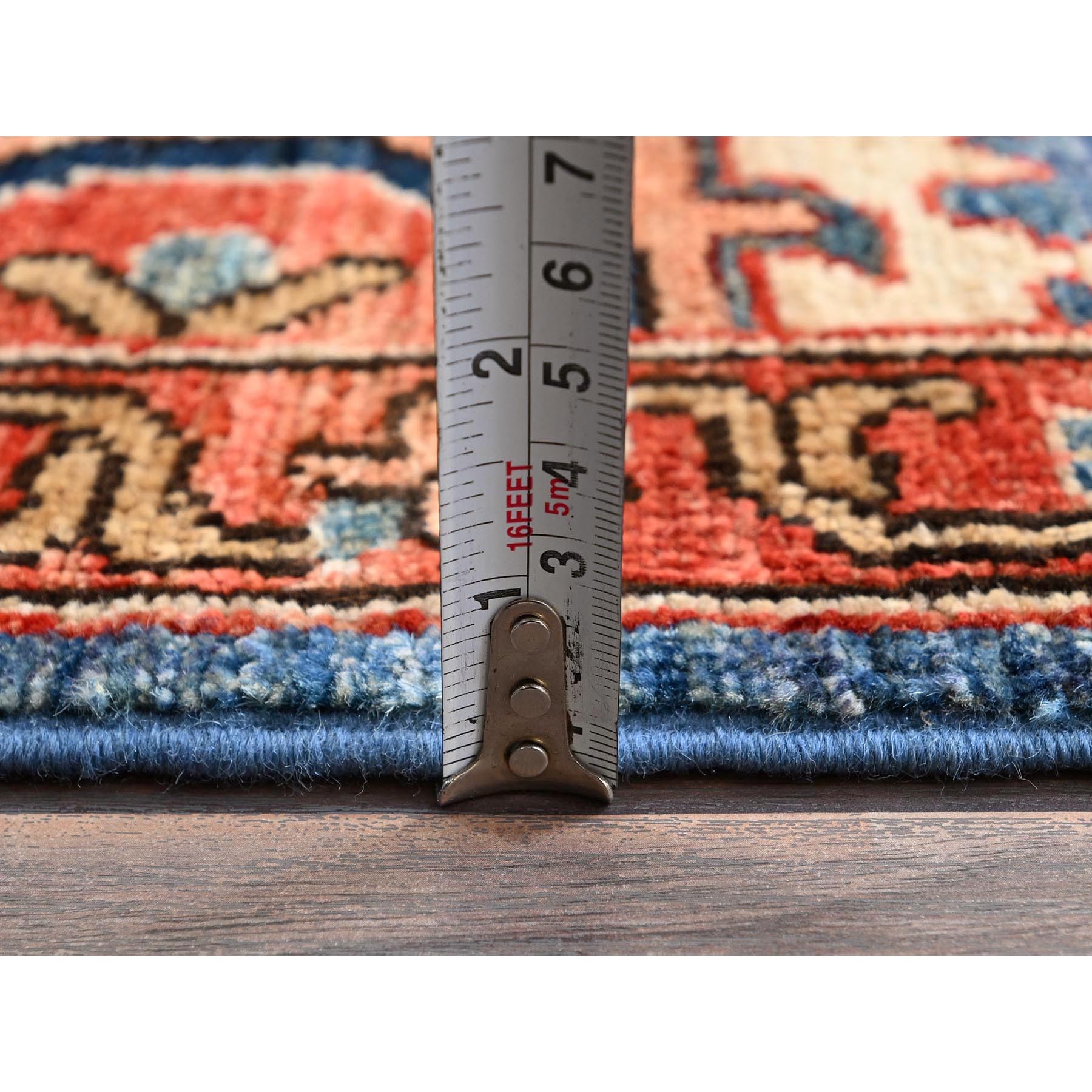 3'x10' Bayern Blue, Heriz All Over Design, Aryana Collection, Vegetable Dyes, Soft Pile, High Mountain Wool, Hand Knotted, Densely Woven, Runner, Oriental Rug Sh1117