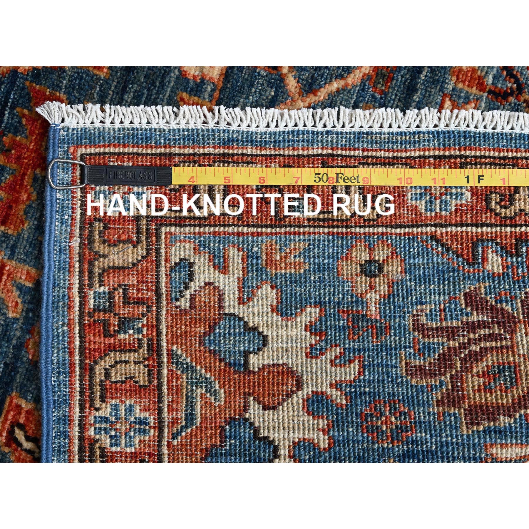 3'x10' Bayern Blue, Heriz All Over Design, Aryana Collection, Vegetable Dyes, Soft Pile, High Mountain Wool, Hand Knotted, Densely Woven, Runner, Oriental Rug Sh1117