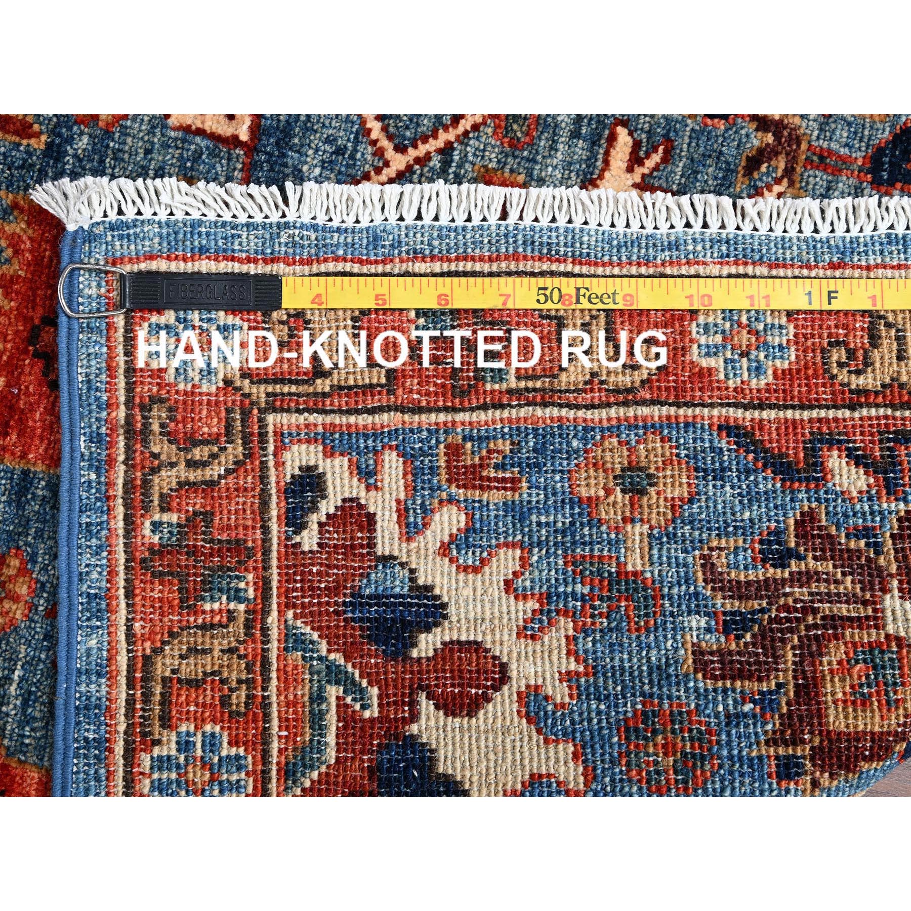 2'10"x9'10" Aegean Blue, Heriz All Over Design, Aryana Collection, Vegetable Dyes, Hand Knotted, Soft Pile, High Mountain Wool, Densely Woven, Runner, Oriental Rug Sh1118